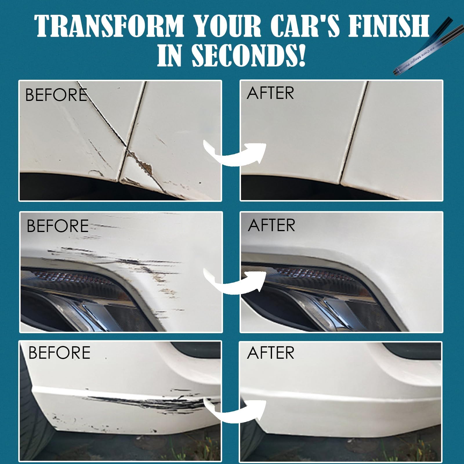2 Stück All Cars Magic Pen, Car Scratch Repair Pens, Magic Car Scratch Removal Pen, Quick Solution for Scratches and Colour Damage, Weatherproof Paint Pens