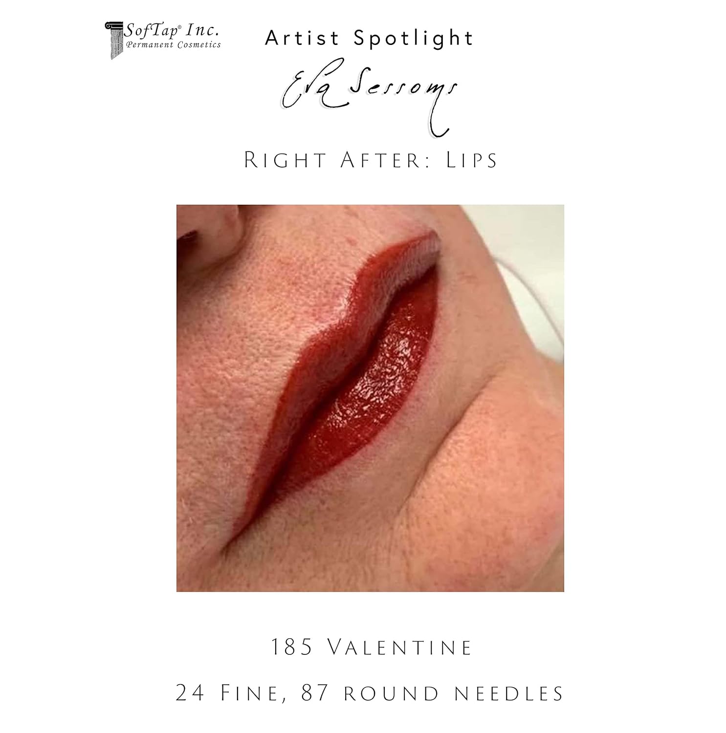 SofTap PMU Lip Pigment Valentine Red Lip Blush Ink Bright to Soft red Healed Permanent Makeup Carbon Free Inorganic for Machine and Hand Method