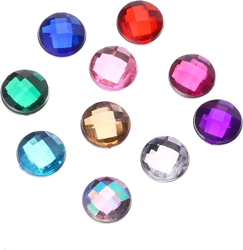 Miniatura 2 de 200 piedras preciosas redondas de 0.47 pulgadas (0.472 in), diamantes de imitación acrílicos con parte trasera plana para artes y manualidades,