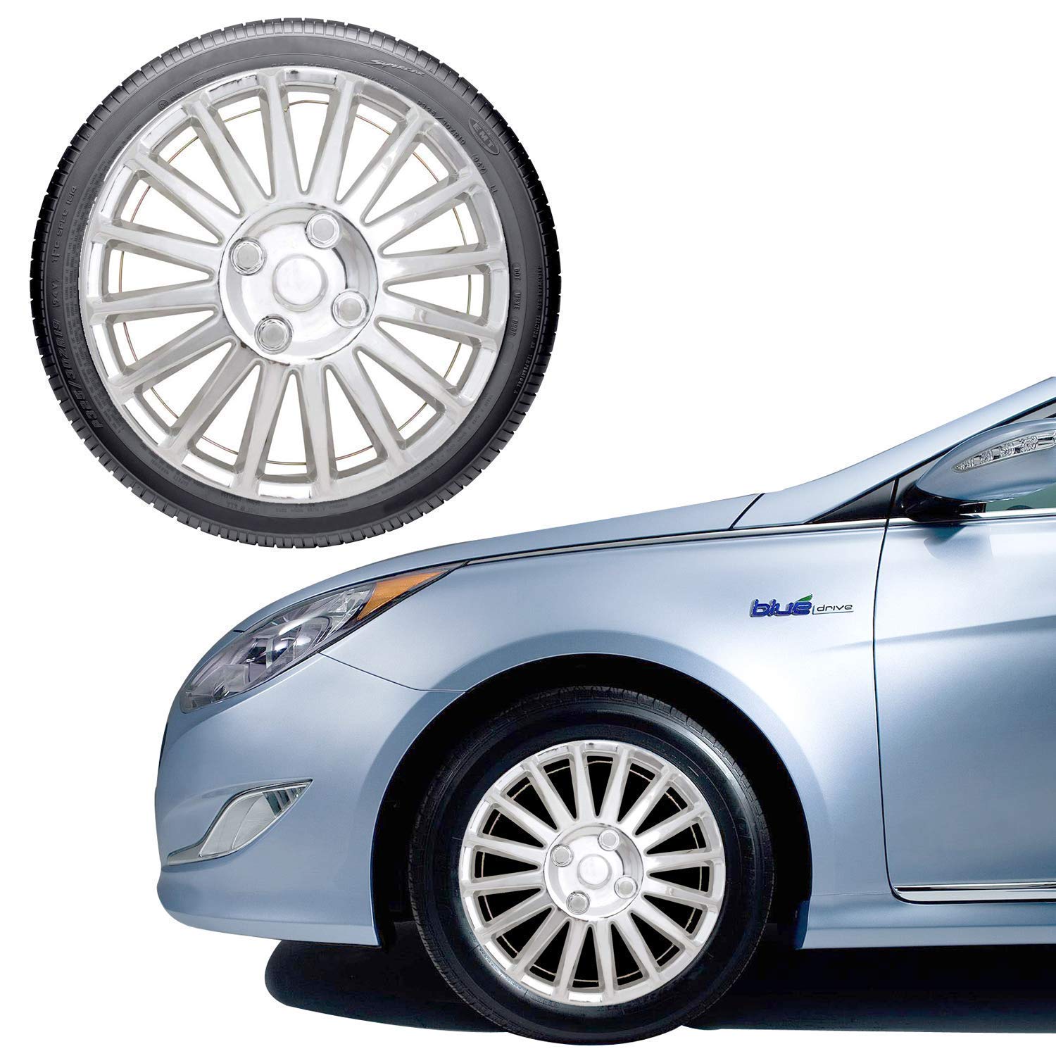 Oshotto Premium OSHO-WC19C 13-inch CHROME Paint Finish Universal Fitting-Push Type Car Wheel Cover (Set of 4)