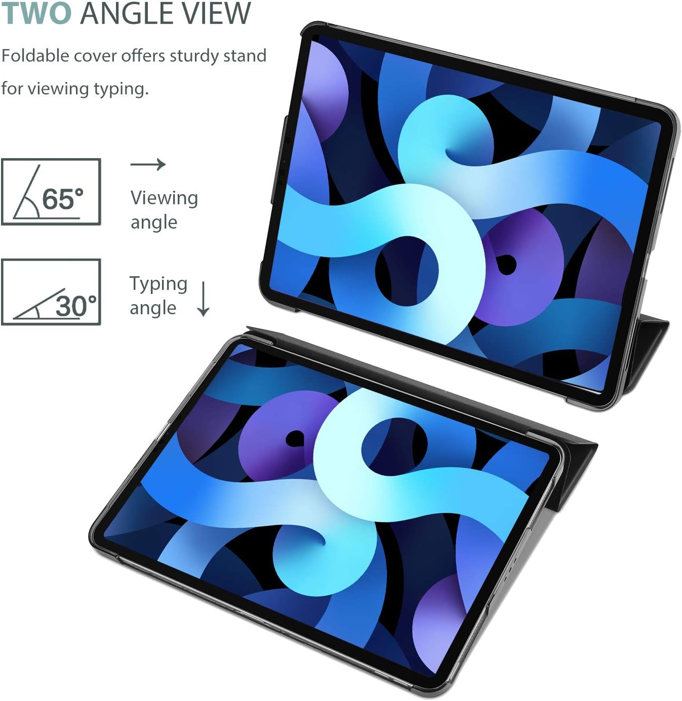 ProCase iPad Air 5th Generation Case 2022 / iPad Air 4th 2020 Case 10.9 Inch -Black Bundle with 2 Pack iPad Air 5 2022 / Air 4 2020 Screen Protector, iPad Pro 11 2021 2020 2018 Tempered Glass