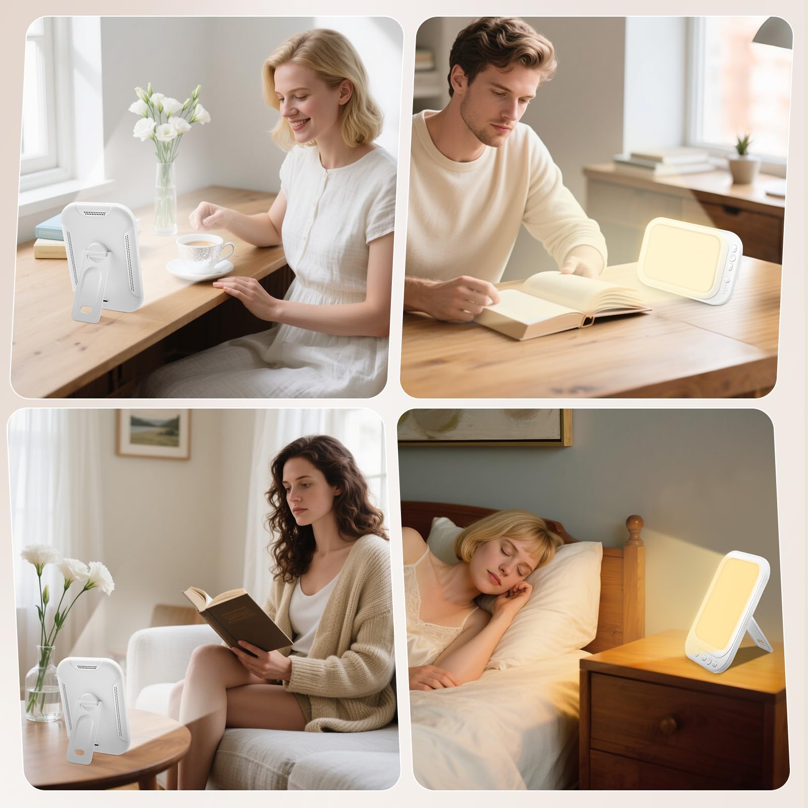 Tageslichtlampe 10000 Lux, LED Lichttherapielampe UV-freie Simulation von Tageslicht, Vollspektrumlampe Sonnenlicht Lampe mit 3 Farbtemperaturen, 5 Helligkeitsstufen, Stufenloses Dimmen, 4 Timer