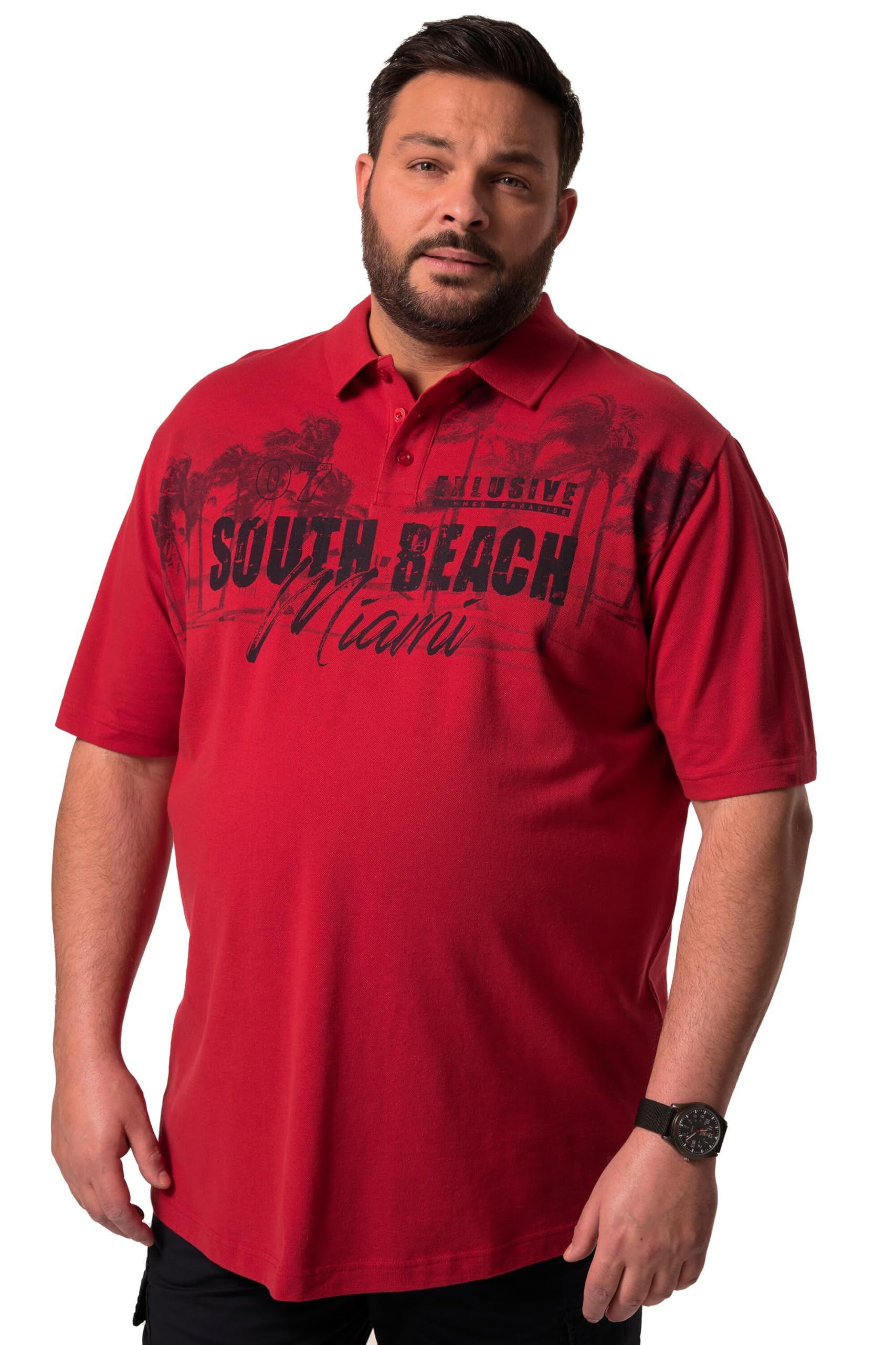 Men Plus Herren große Größen Übergrößen Menswear L-8XL Poloshirt, Halbarm, Brustprint, Piqué 837996