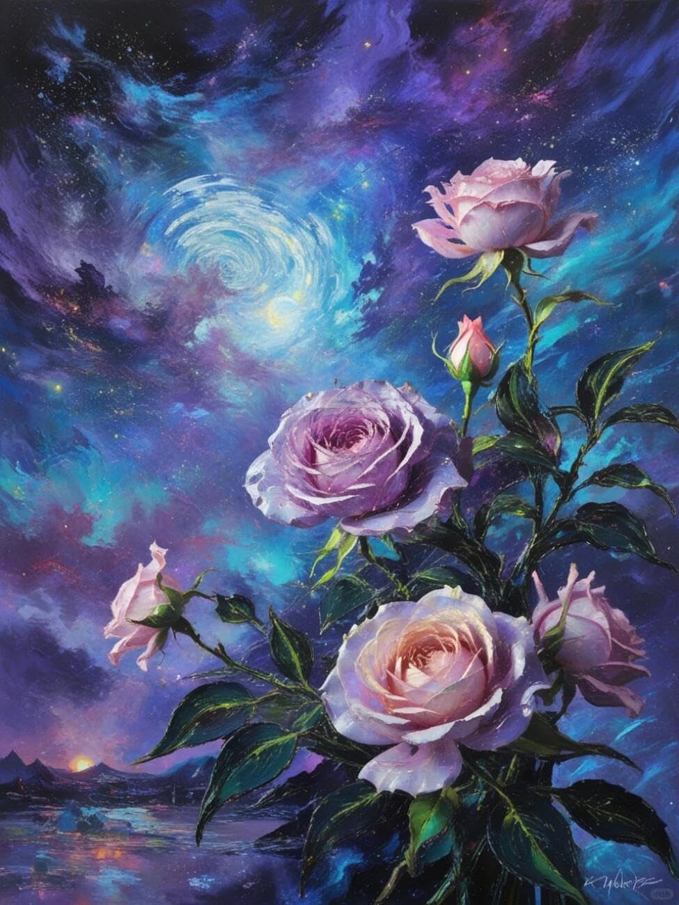 Henypt Cross Stitch Kit Fantasy Rose Flowers DIY Arts Aand Craft Kit for Beginners The Elderly with Accessories Handmade DIY/Gifts 14CT 60x80cm