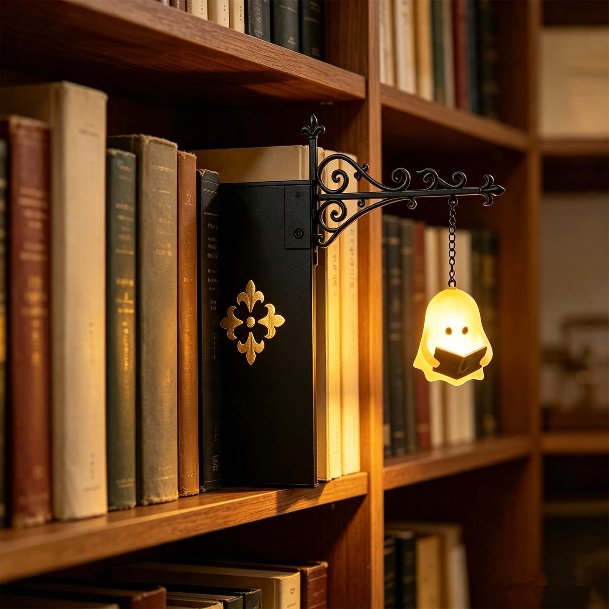 Library Lantern Bookshelf Lamp Book Nook Light Warm LED Nightlight