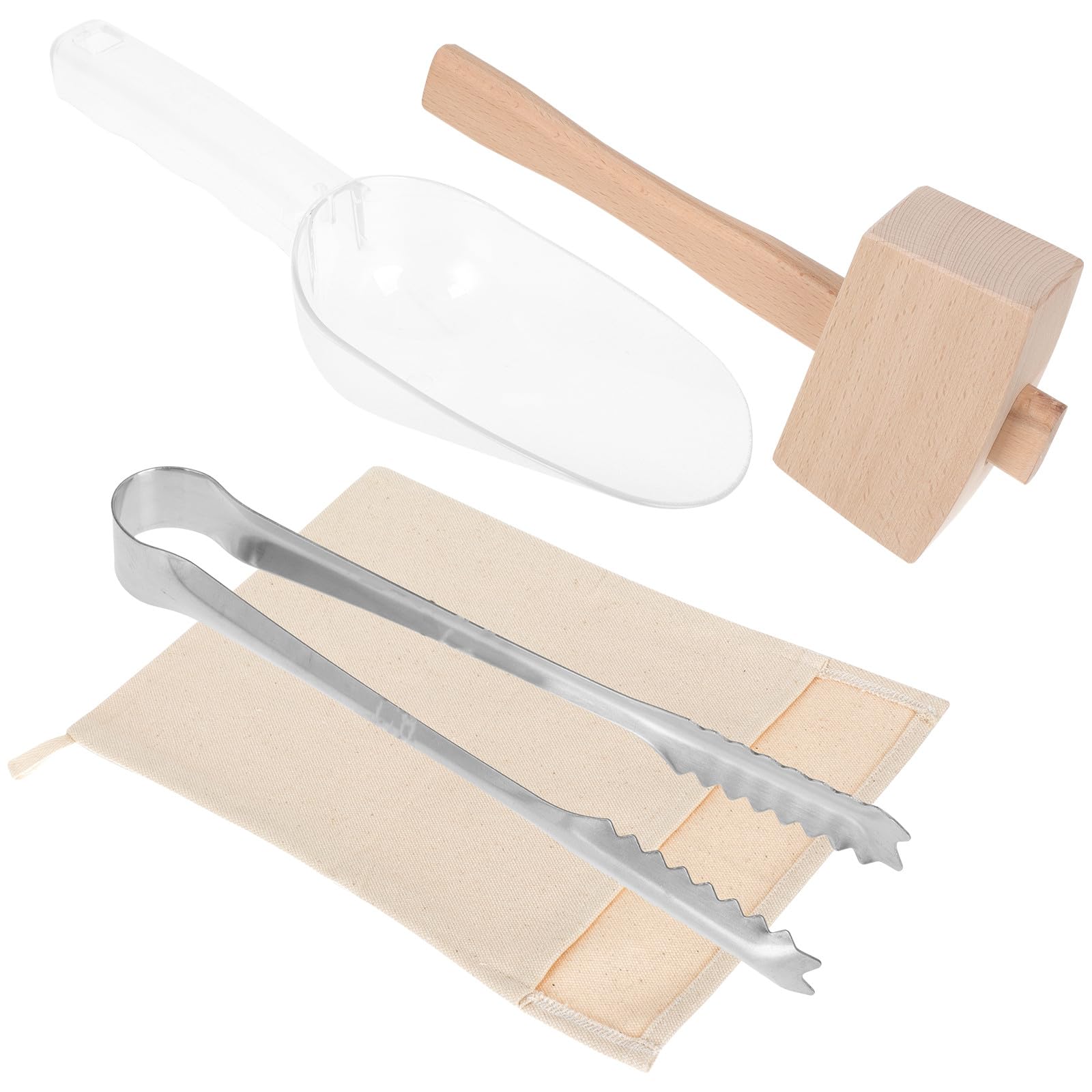 jojofuny Juego de Bolsa de Hielo y Mazo de Madera Pinza para Pala, Herramientas de Cocina Plegables y Resistentes para Restaurante y Bar