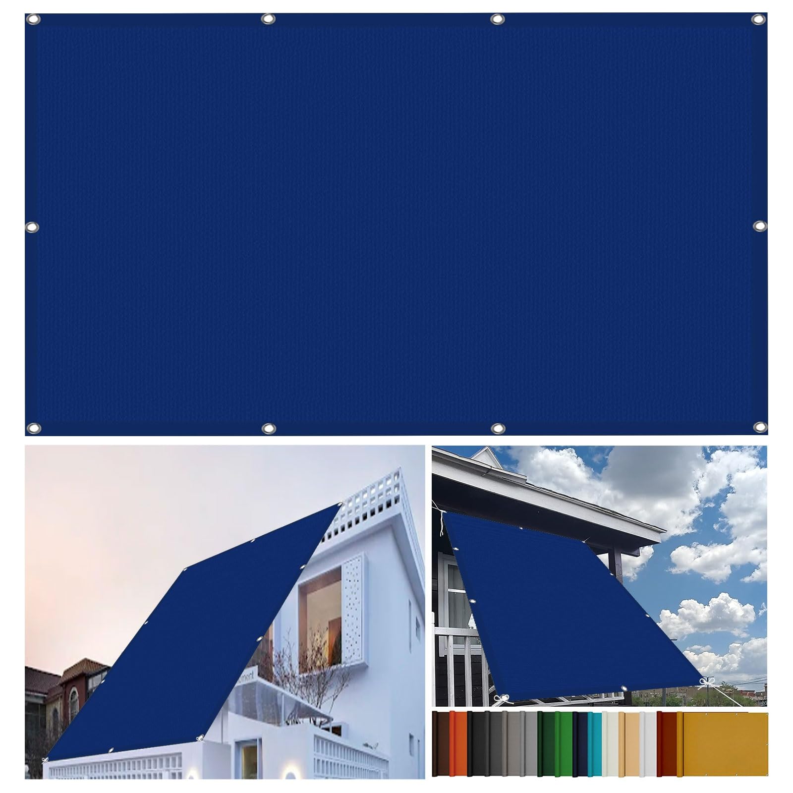 Toile d'ombrage bleu foncé pour aménager une terrasse ou un balcon