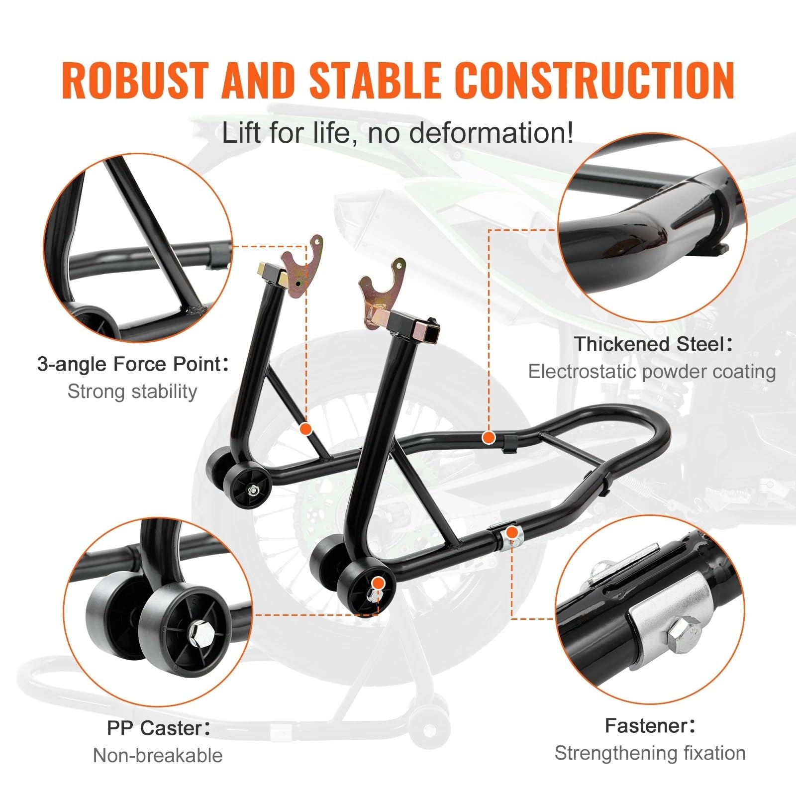 Cavalletto Moto Cavalletto Moto Sollevatore Da 850 Libbre Combo Anteriore Posteriore E Forcella Ruota Centrale Carichi Pesanti Supporto Parcheggio