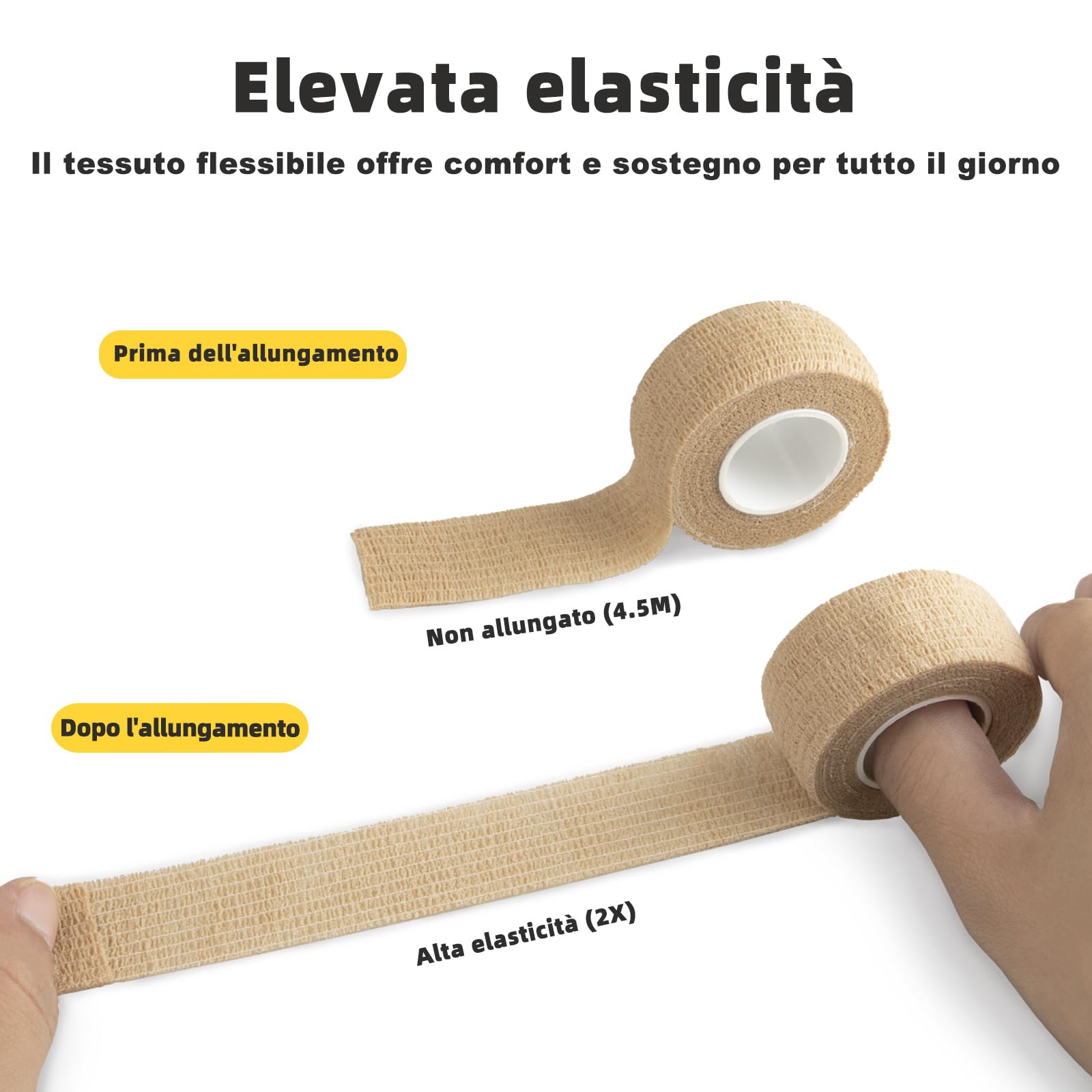 Fascia Coesiva Autoadesiva per Rugby, Sport (2,5 cm x 4,5 m),Self Bendaggio Adesivo (Confezione da 8)