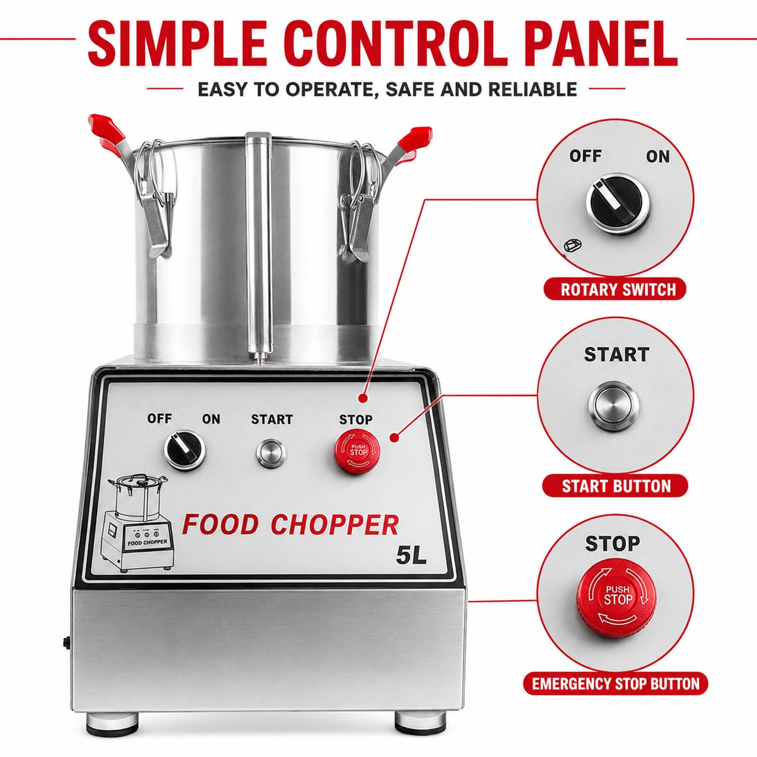 Robot culinaire Professionnel en Acier Inoxydable 7L