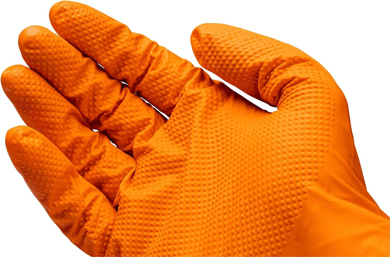 ViGOR Gants nitrile V6436-L Pack de 100 I excellente adhérence, antidérapant même en présence d'huile, de graisse, de produits chimiques et de saleté I Gants pour écran tactile I Orange, taille 9
