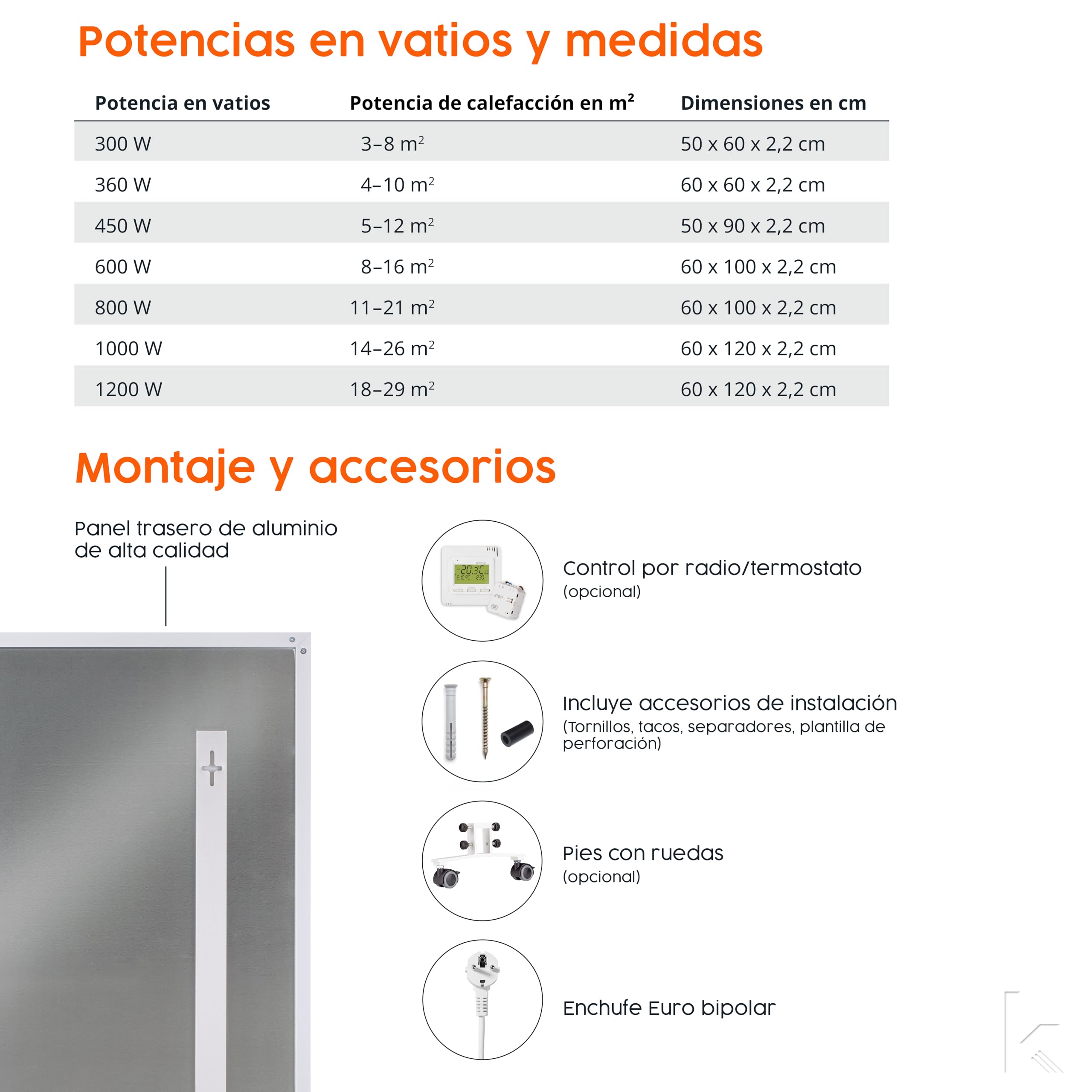 Könighaus calefactor infrarrojo de techo 800 W - termostato inalámbrico -