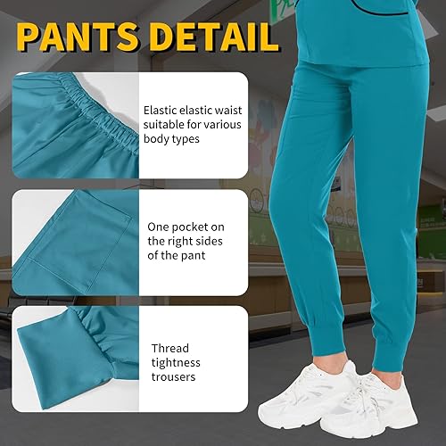 Miniatura 3 de niaahinn Conjuntos de uniforme médico para mujer, uniforme de enfermera, camiseta y pantalón deportivo, traje de trabajo de manga corta, diseño de