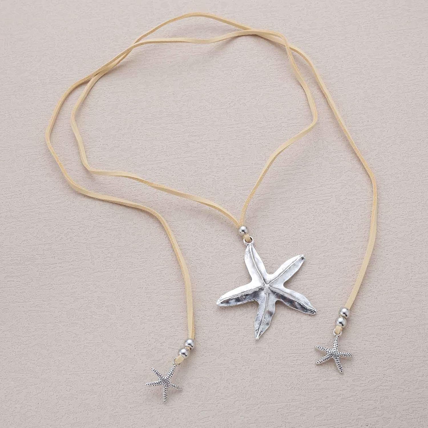 Andelaisi Punk Exaggerate Starfish Pendant Necklace Vintage Star Y Lariat Necklace Yellow Rope Choker Necklaces Adjustable Sea Star Velvet Chain Necklaces Jewelry for Women - Image 3