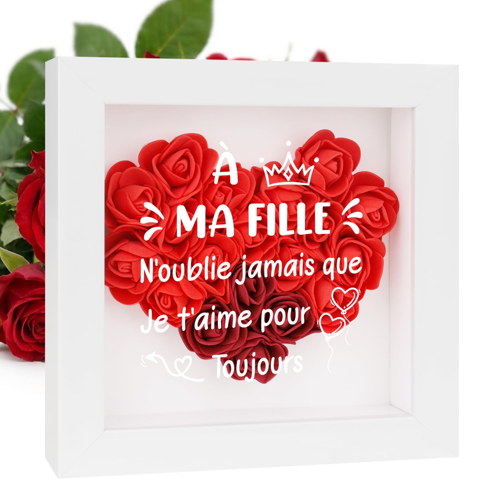 Cadeau pour Ma Fille Cadre Profond Cadre Photo 3D Cadeaux Anniversaire Cadeau Amoureux Cadeaux Ma Fille d'amour Noel Saint Valentin