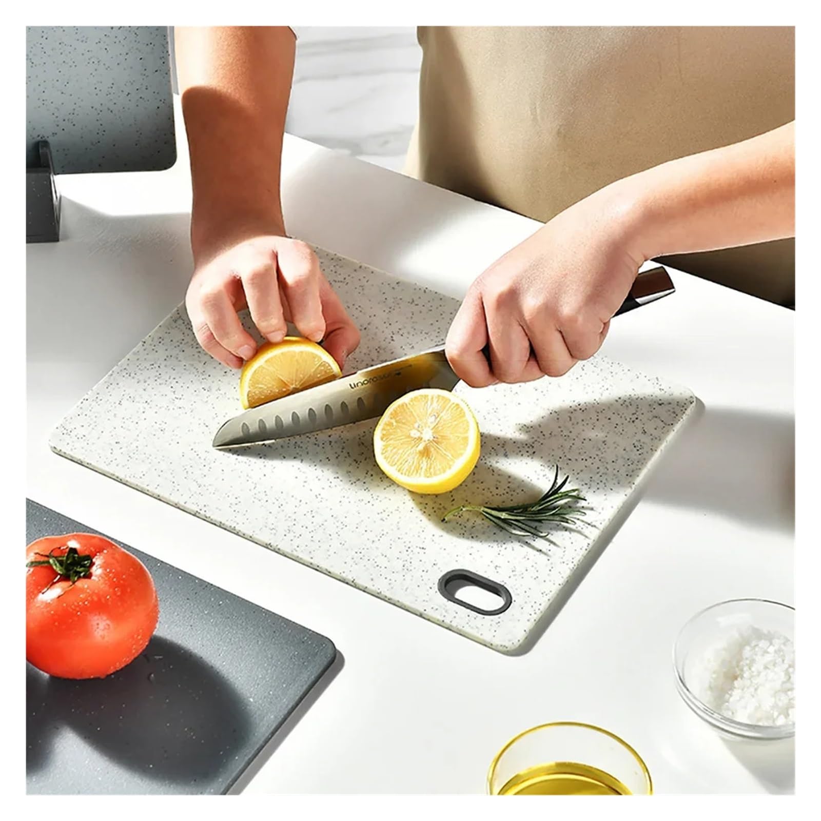 Set da 4 pezzi di classificazione for verdure, set, modello in marmo, taglio a doppia faccia, carne cucina