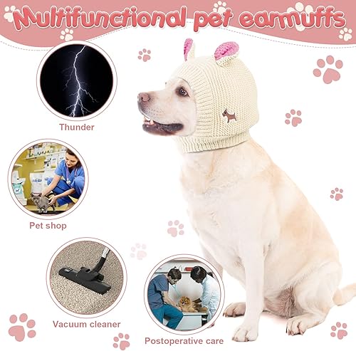 Miniatura 4 de Orejas silenciosas para perros, orejeras de perro, protección contra el ruido, sombreros de punto para perro, orejas de mascota, cubierta cálida