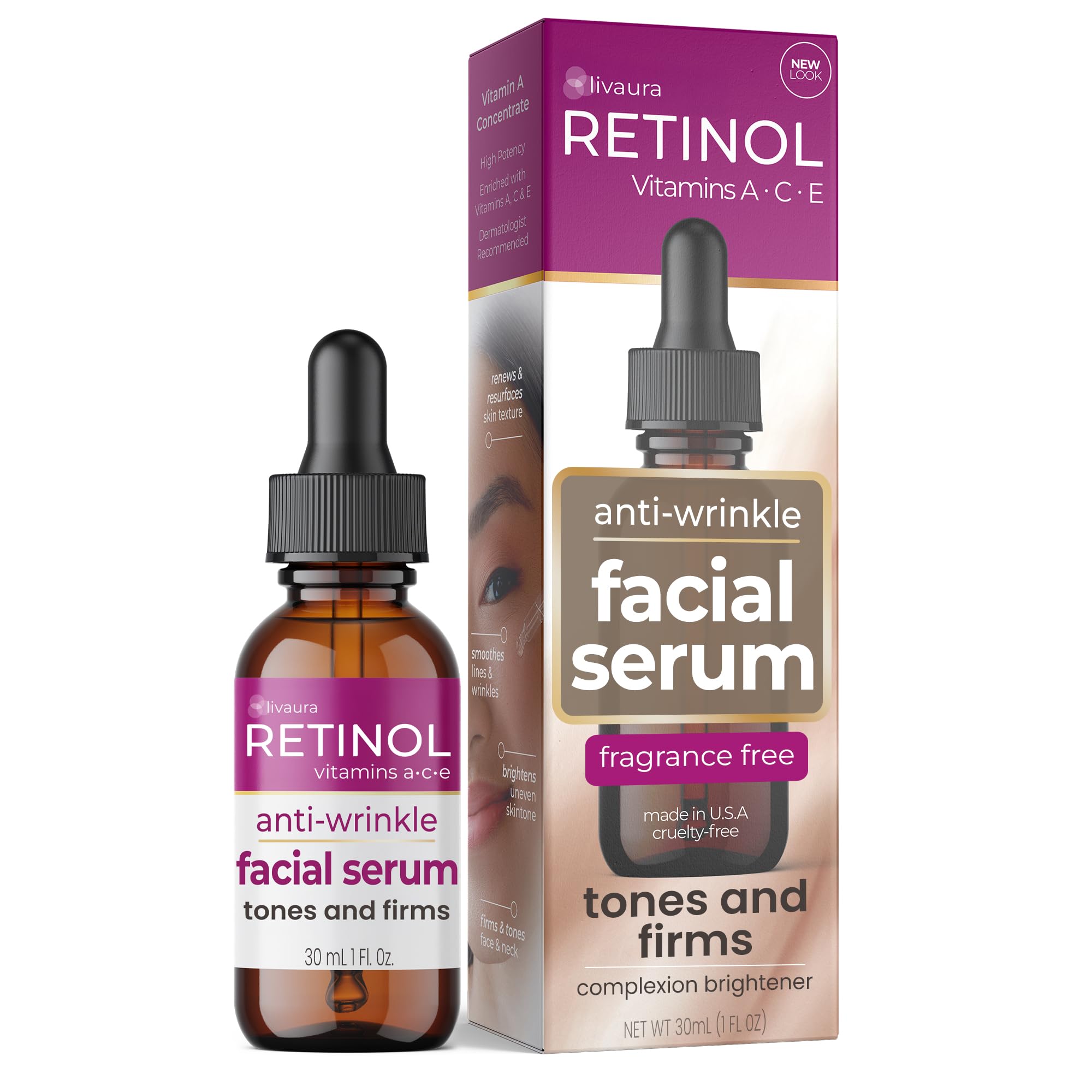 LIVAURA Retinol Face Serum for Women - Hydrating Daily Facial Skin Serum | Lightweight hydrating face serum that smooths and softens skin for a