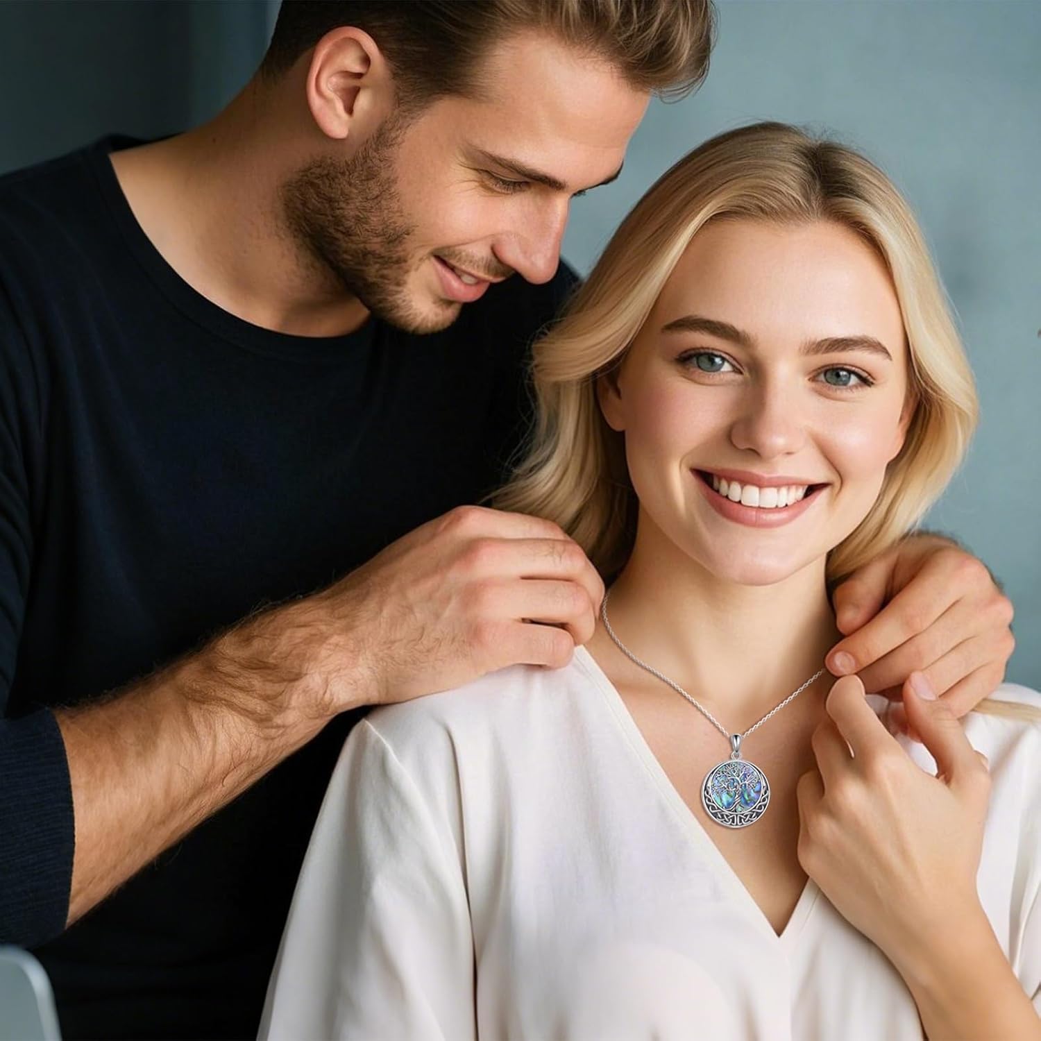 VONALA Tree of Life Necklace 925 Sterling Silver Abalone Shell Tree of Life Jewelry Gift for Women - Image 5