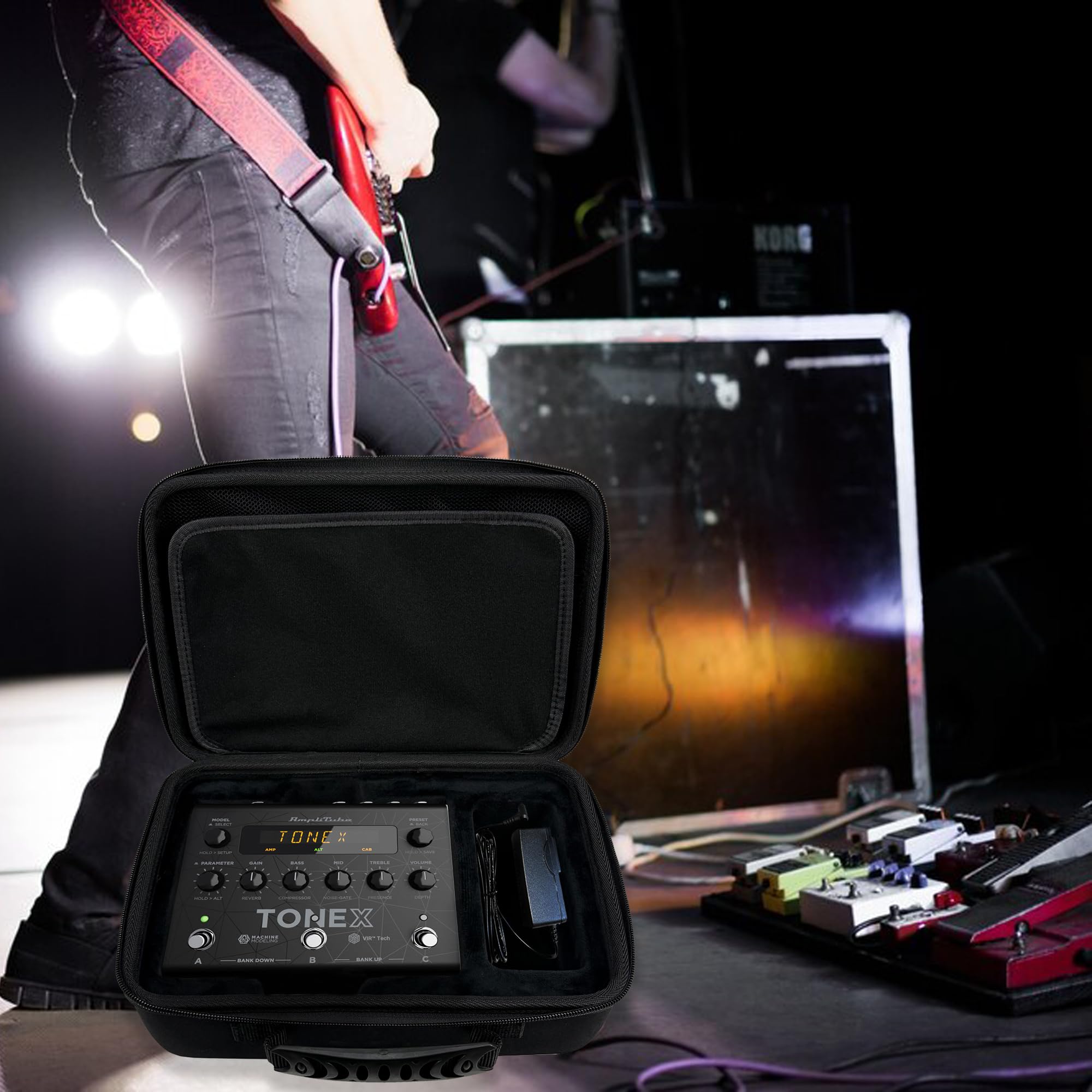 Musiin Funda para pedal de efectos de guitarra compatible con IK Multimedia TONEX Pedal X-VIBE, X-DRIVE, X-SPACE, X-TIME, adecuada para rendimiento, práctica y viajes, almacenamiento portátil a prueba