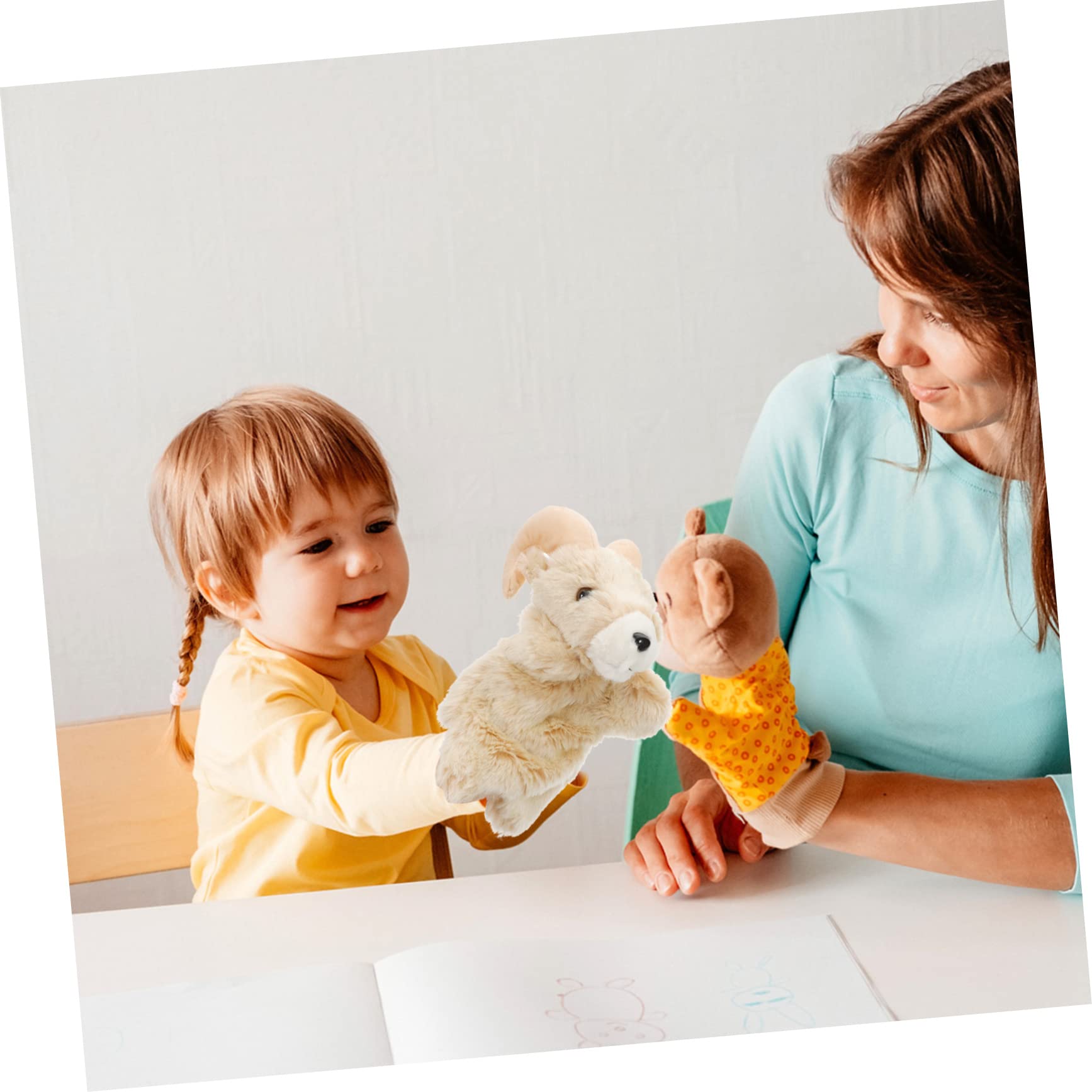 Toyvian Puppet Capra 2 Pz Burattino Di Capra Burattino a Mano Per Bambini Giocattolo Marionetta Interattiva Marionette Da Dito Animali Peluches Bambino Che Fa i Primi Passi Bambola Mobile Cotone Pp
