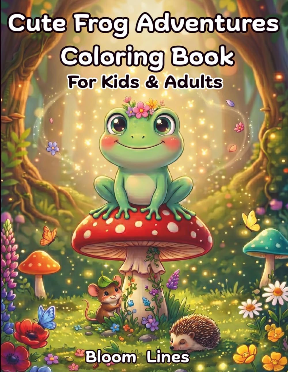 Cute Frog Adventures Coloring Book for Kids & Adults: 50 Cute and Easy Frog-Themed Coloring Pages for Kids and Adults, Fun Adventures for Relaxation and Creativity