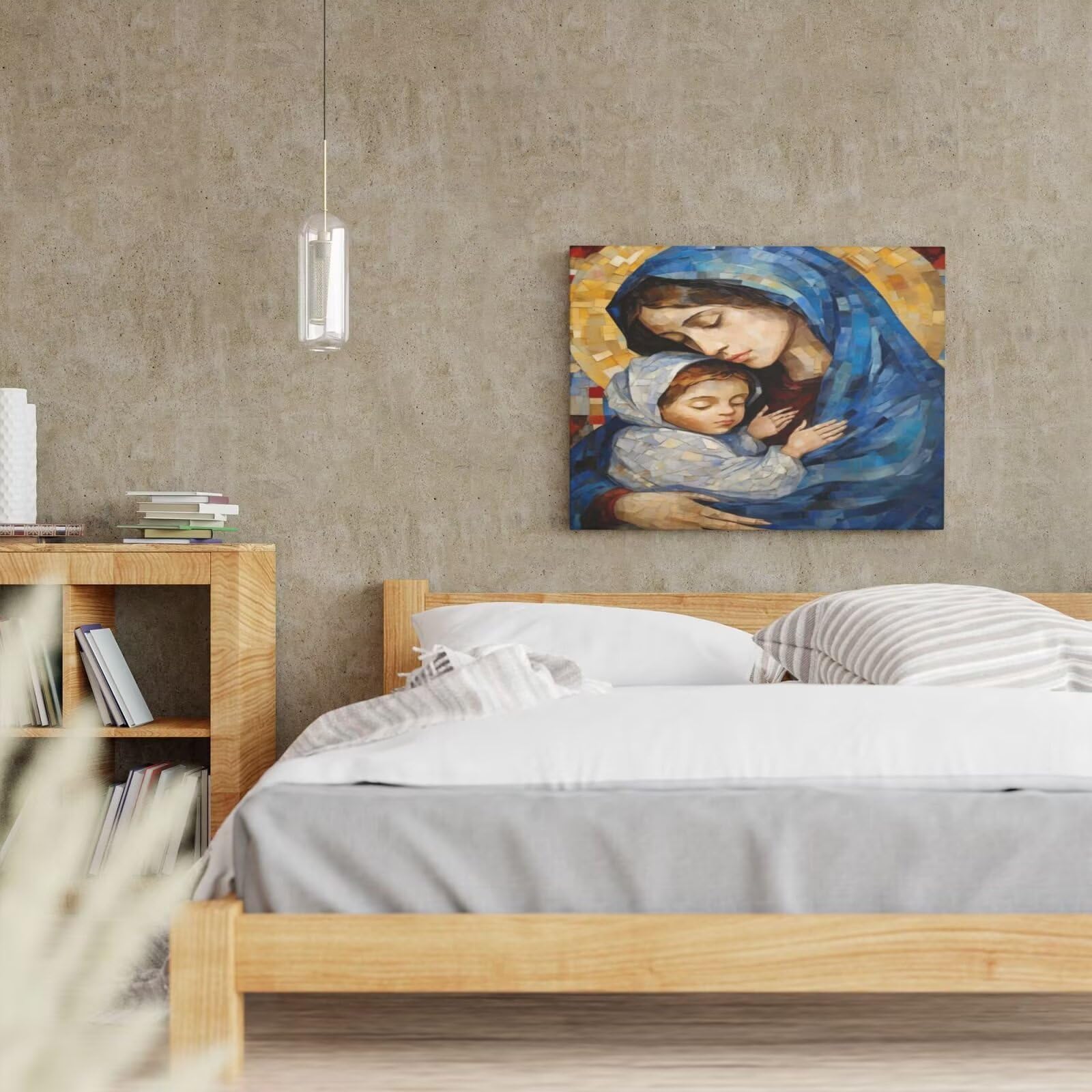 Kit per pittura con numeri per adulti, madre, pittura religiosa con numeri per principianti, pittura acrilica con 6 pennelli, pittura ad olio per decorazione da parete (95 x 70 cm, senza cornice) MK1