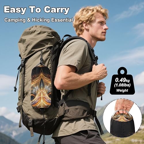 Miniatura 4 de ALAZA Hamacas de campamento con cara de búho para una o 2 personas, 500 libras, hamaca portátil de viaje con correas de árbol para senderismo,