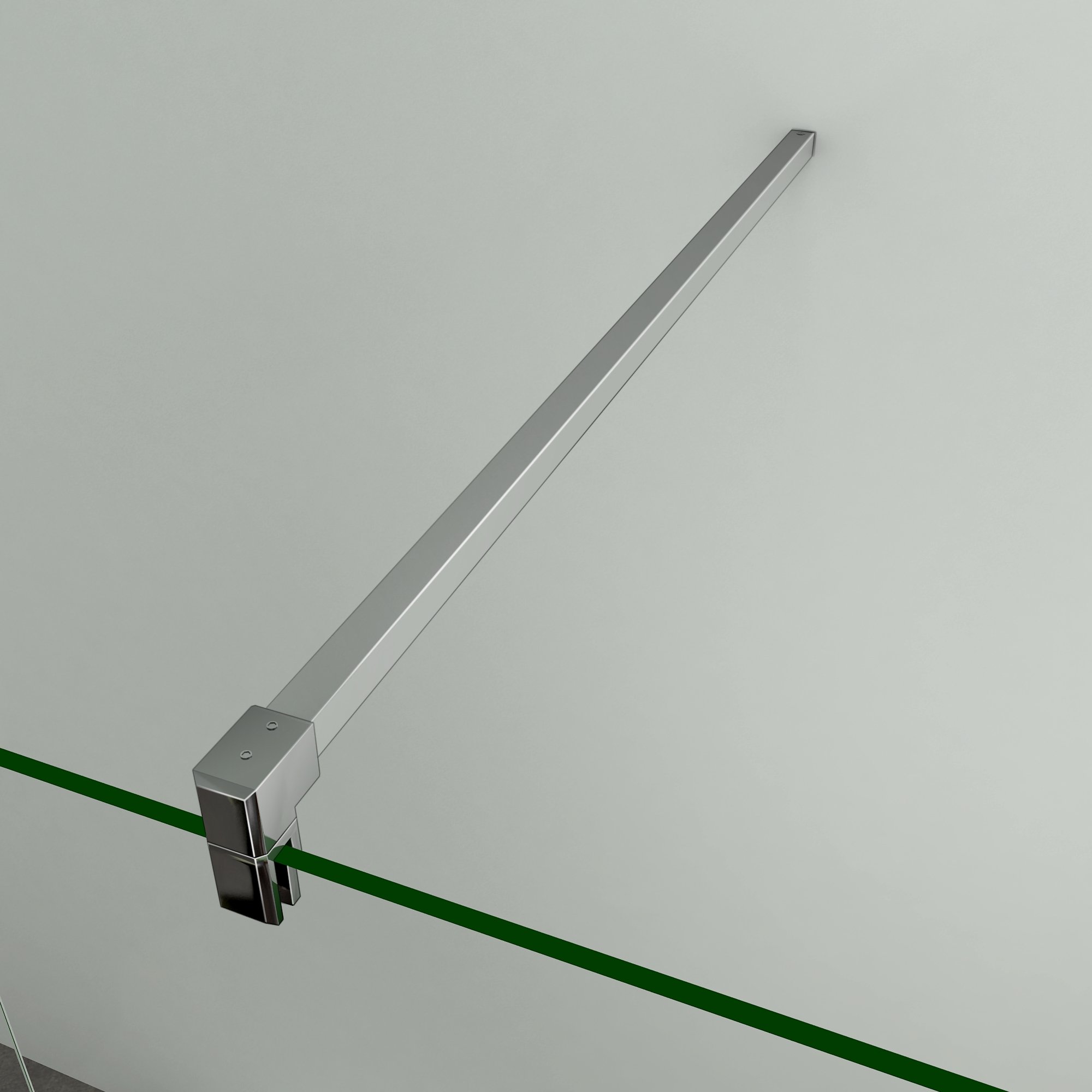 Walk-in 60x200cm ; Barra Tagliabile 140cm, piatto doccia 90x70cm