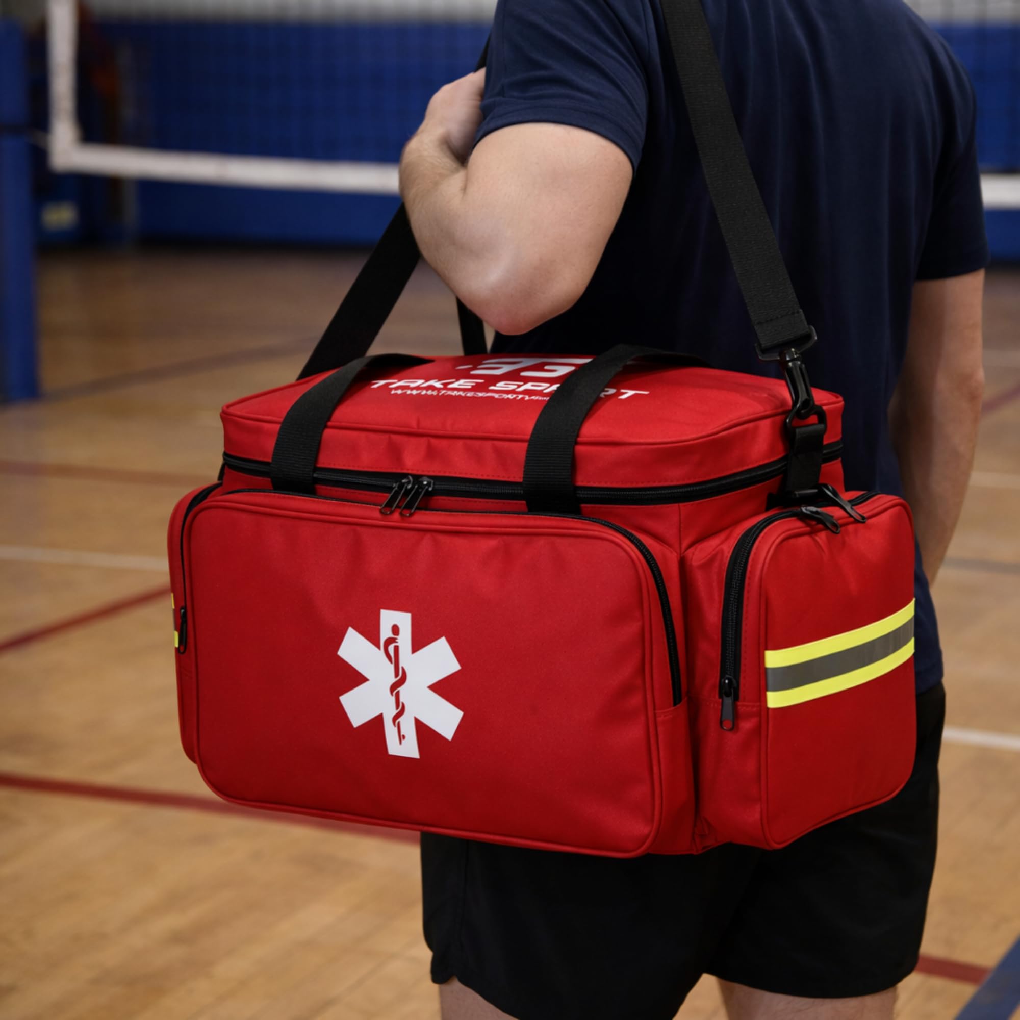 TS TAKE SPORT - Borsa Medica Sportiva Grande (Vuota) – Borsa Primo Soccorso Professionale 53cm con Scomparti Modulabili – Kit Emergenza Sanitaria (Rosso)