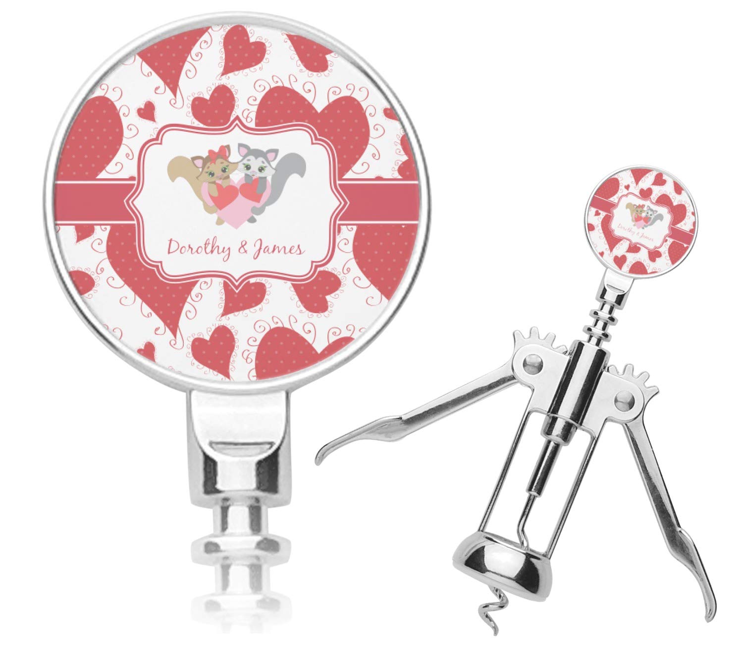 Personalized Cute Squirrel Couple Corkscrew