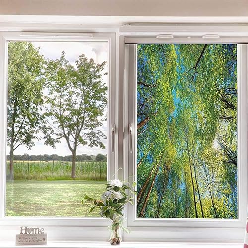 Miniatura 3 de Película para ventana con textura de bosque, 24 x 36 pulgadas, inspirada en la naturaleza, privacidad y adherencia estática, diseño esmerilado de