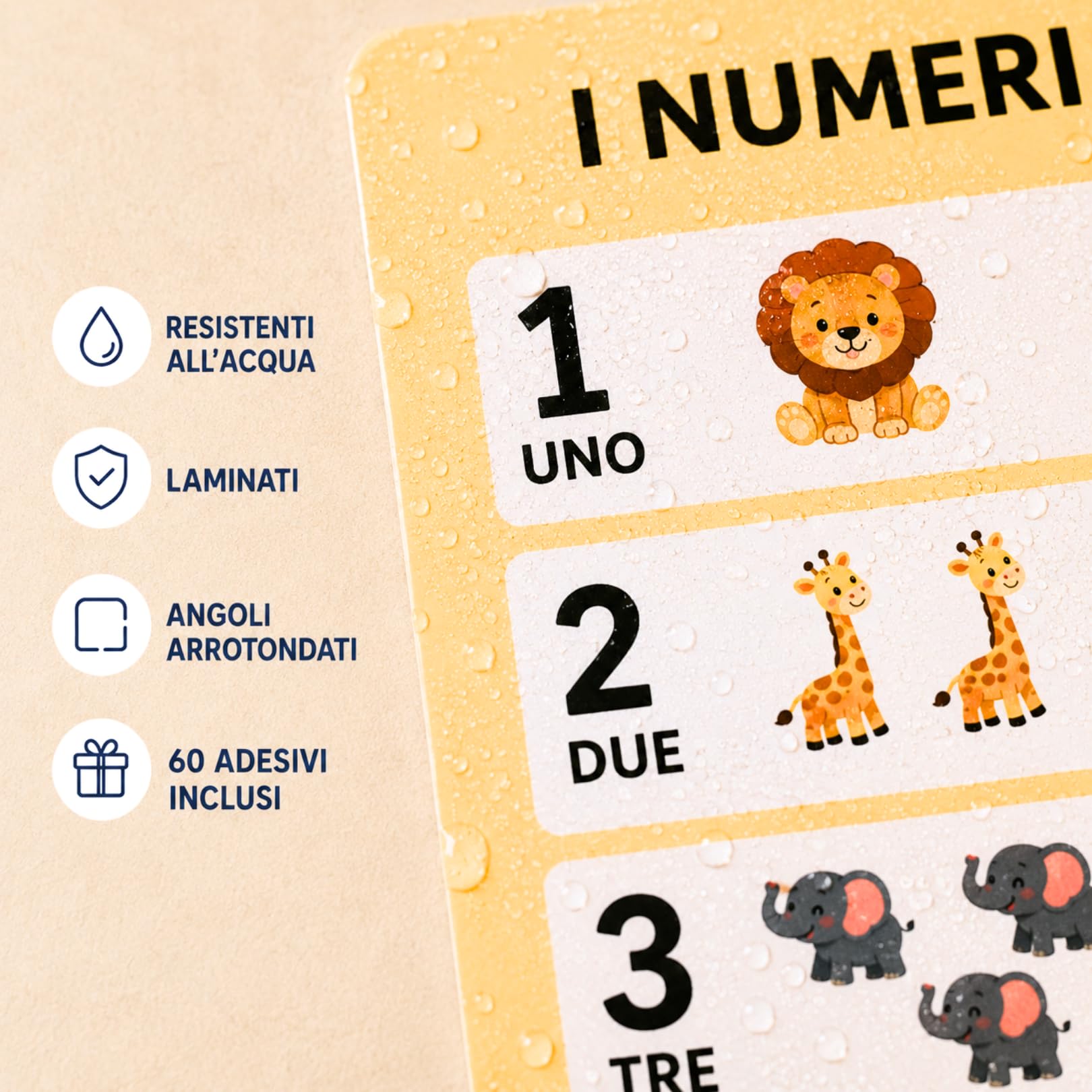 Poster Educativi per Bambini in Italiano - Set 12 Poster Didattici A3 Laminati 250 gsm - Alfabeto, Numeri, Colori, Montessori