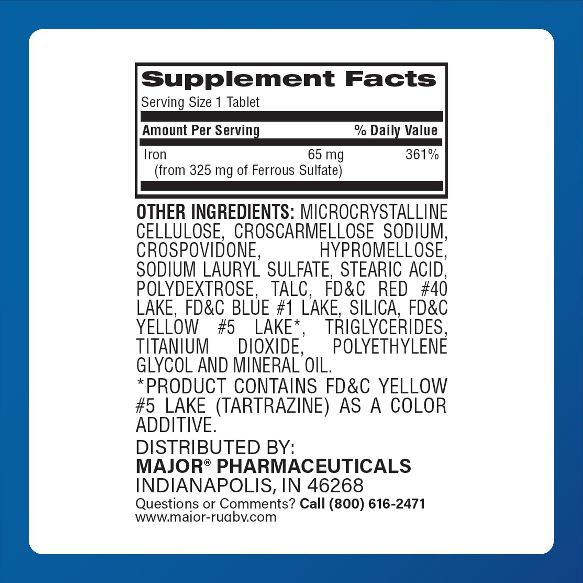 Major Ferosul - Ferrous Sulfate 325mg Tablets with 65mg of Elemental Iron - Iron Supplement for Women, Men - Green - 100 Count (2 Pack) — Amazon image 5