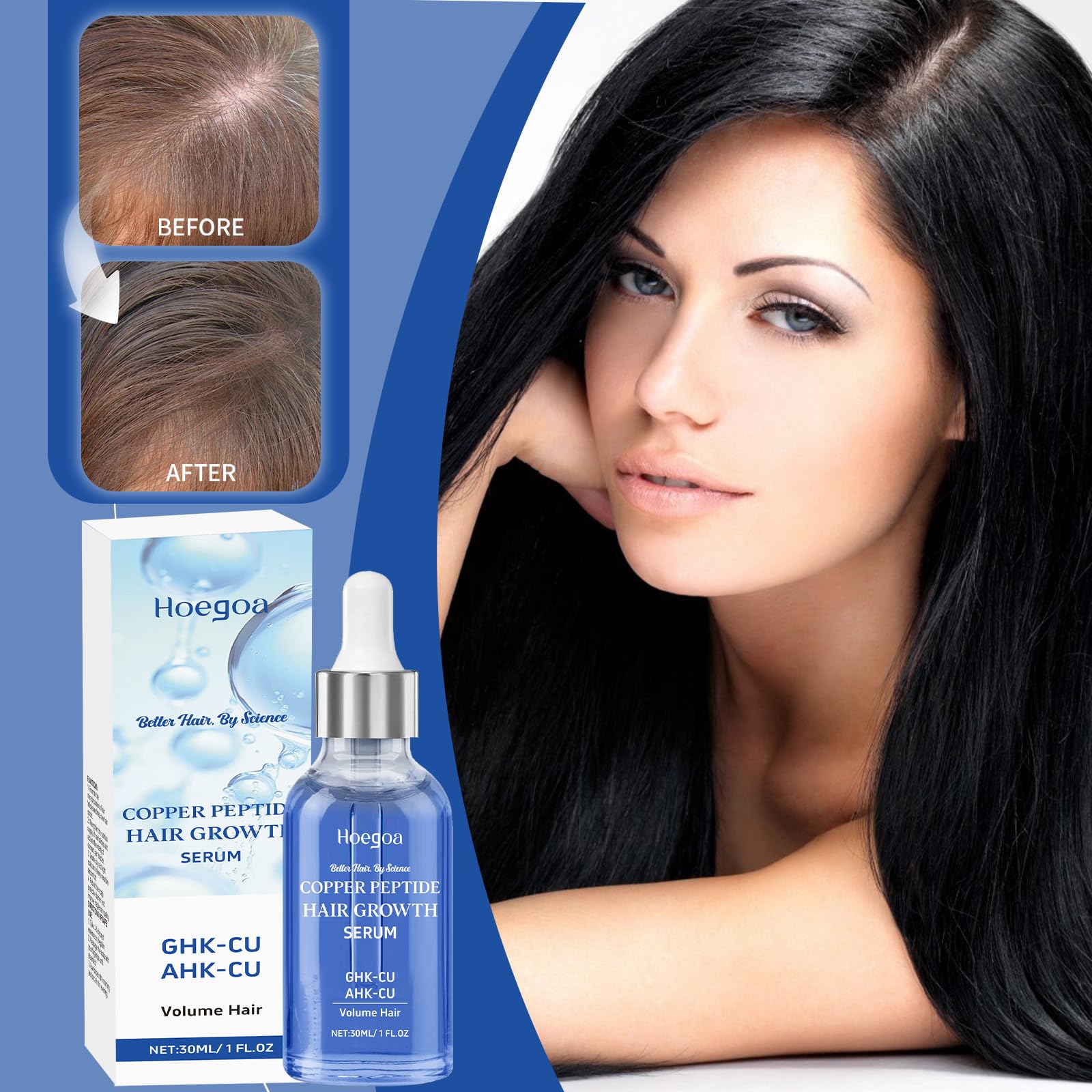 Copper Peptide Serum 10% GHK-CU 5% AHK-CU Powerful Hair Growth Treatment  Stimulates Follicles Reduces Thinning Thickens Hair Improves Scalp Health  for Fuller Stronger Hair Over Time : Buy Online at Best Price