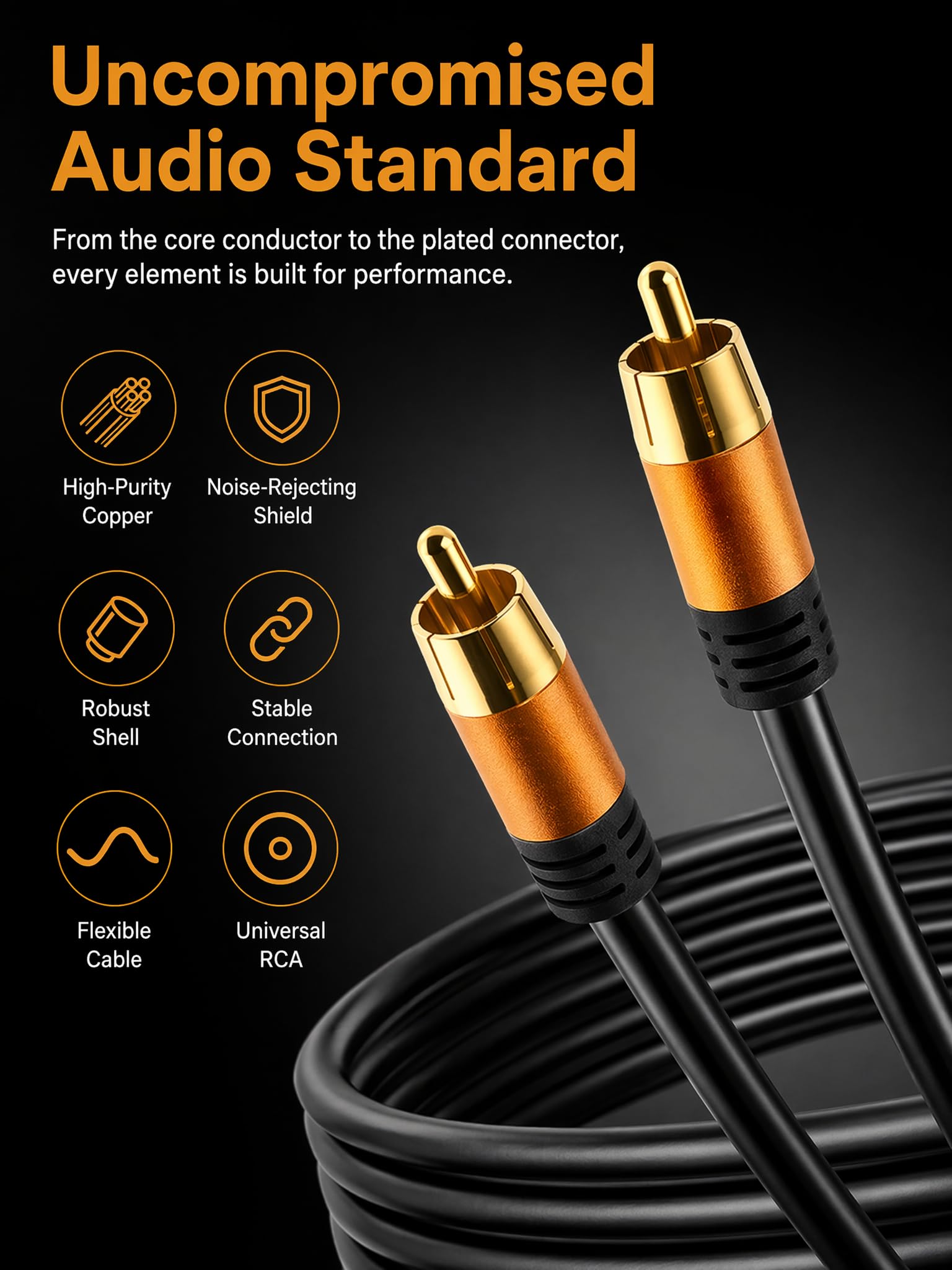 Cable de audio coaxial digital de 75 pies, 1RCA macho a 1RCA macho, cable de subwoofer RCA para subwoofer, cine en casa, video/audio subwoofer cámara de estacionamiento de visión trasera