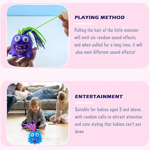 Miniatura 8 de Lscsdf Screaming Pals, juguetes de sonido para tirar del cabello, divertidos juguetes de grito para niños y adultos, juguetes para aliviar el estrés