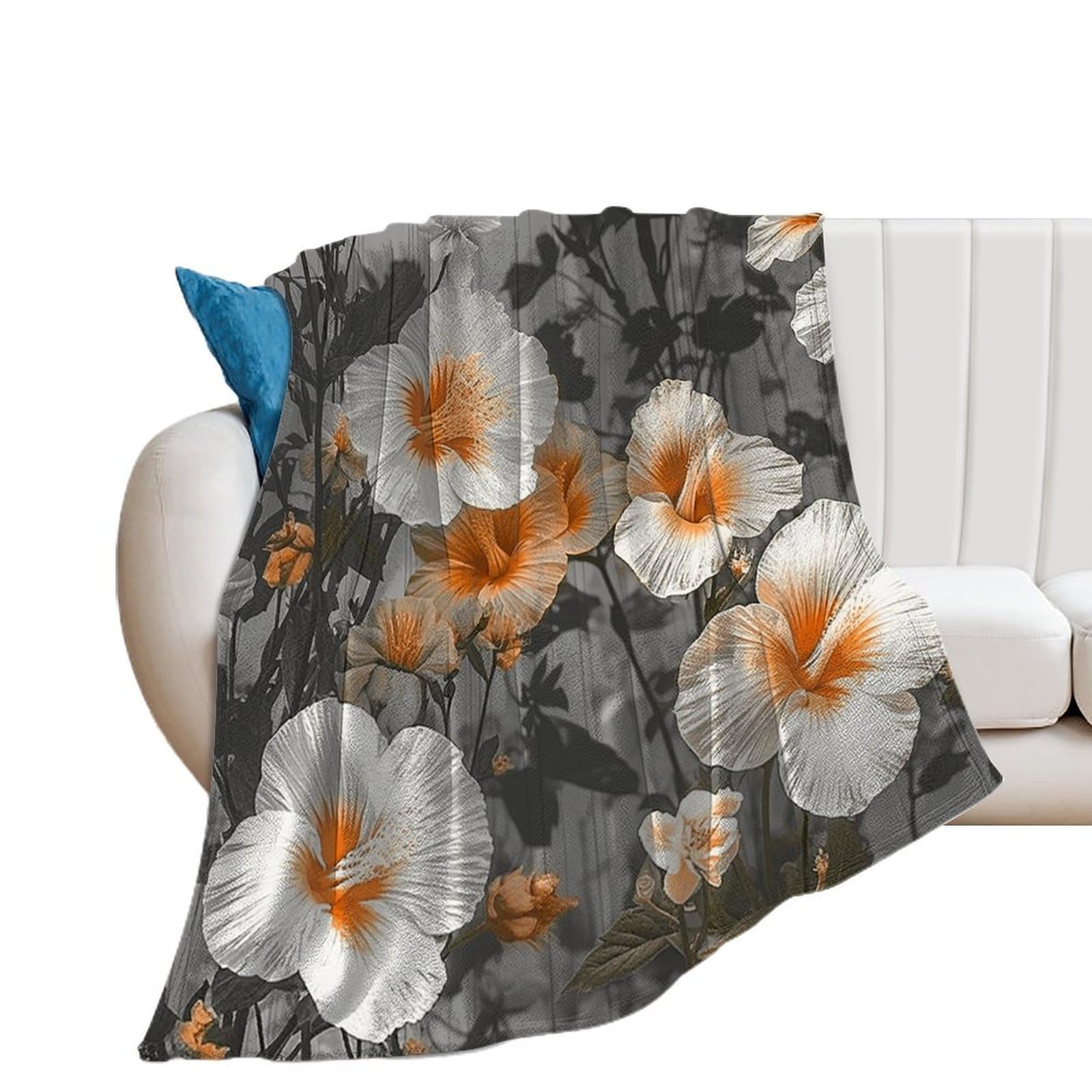Couverture flanelle hibiscus 150x200cm plaid canapé lit