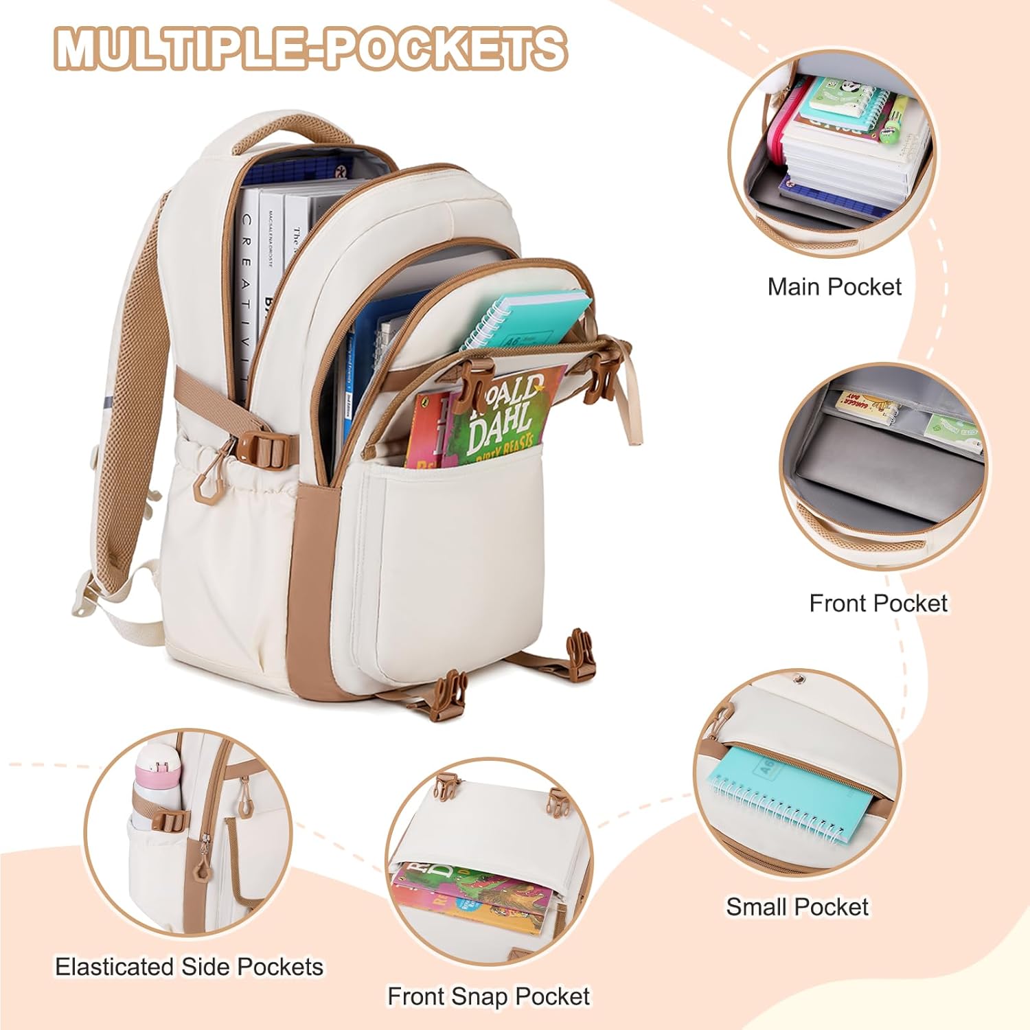 3PCS Girls Backpack for School, Kids Backpack for Girls with Lunch Bag Pencil Case, Kids Bookbag Teen Backpacks for Elementary Middle High School - Image 3