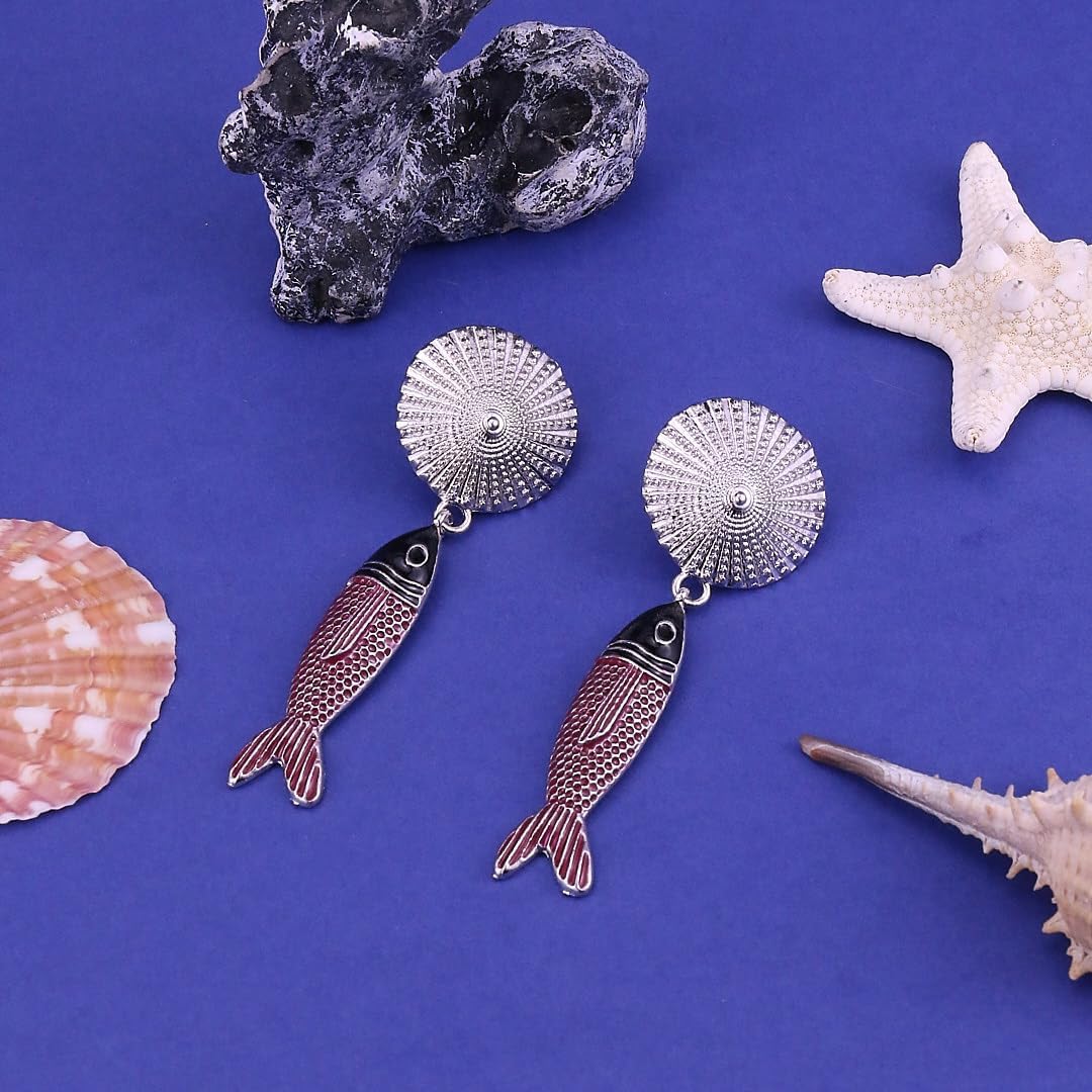 Fish Earrings for Women Boho Creative Ocean Animal Dangle Earrings Gold Silver Fish Statement Earring Trendy Summer Beach Mermaid Jewelry Accessories - Image 6