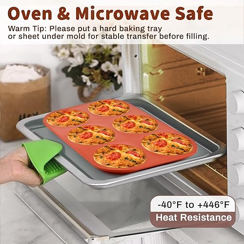 Miniatura 4 de JOERSH Molde de silicona antiadherente para huevos de 4 pulgadas, molde de silicona redondo grande para hornear panecillos de hamburguesas, bocados