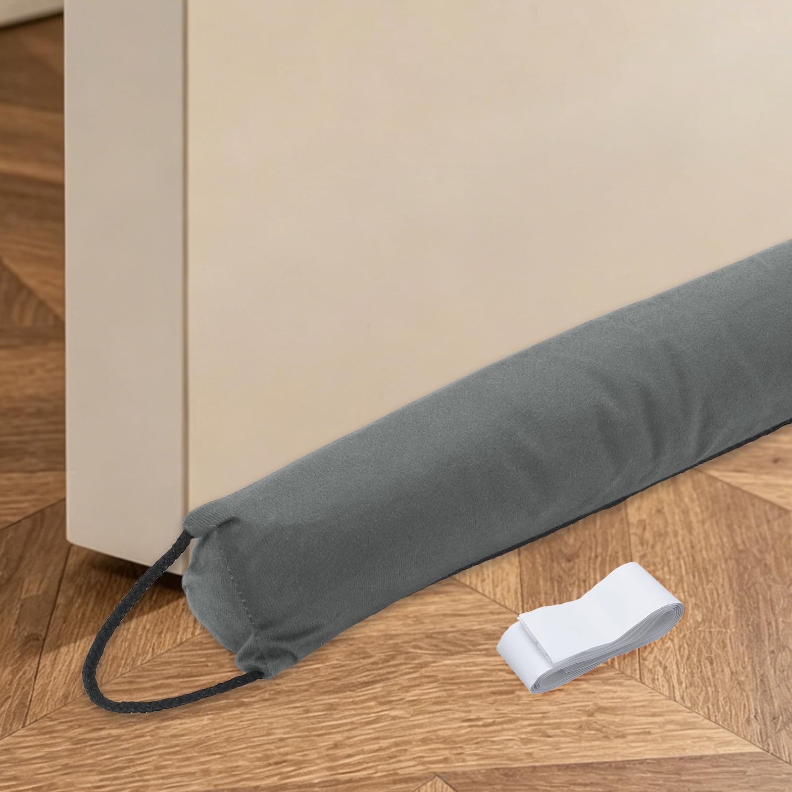 sourcing map 76 cm Weighted Door Draft Stopper, Door Draft Blocker Triangular Gap Filler Up to 3" Bottom Cold Air Blocker from Bottom Bedroom Home, Gray