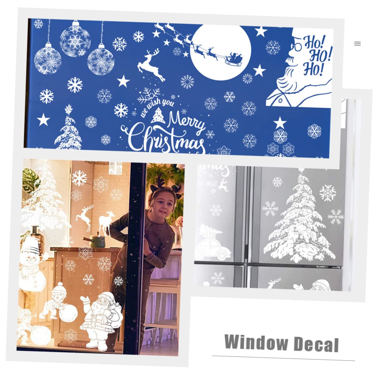 5 Sätze Weihnachtsaufkleber Fenster Weihnachtsbeleuchtung Baum Urlaub Fenster Haften Weihnachtskugeln Dekorationen Weihnachtsfenster Haftet Abziehbilder Film Pvc Weiß 9 Blatt * 5 Cabilock