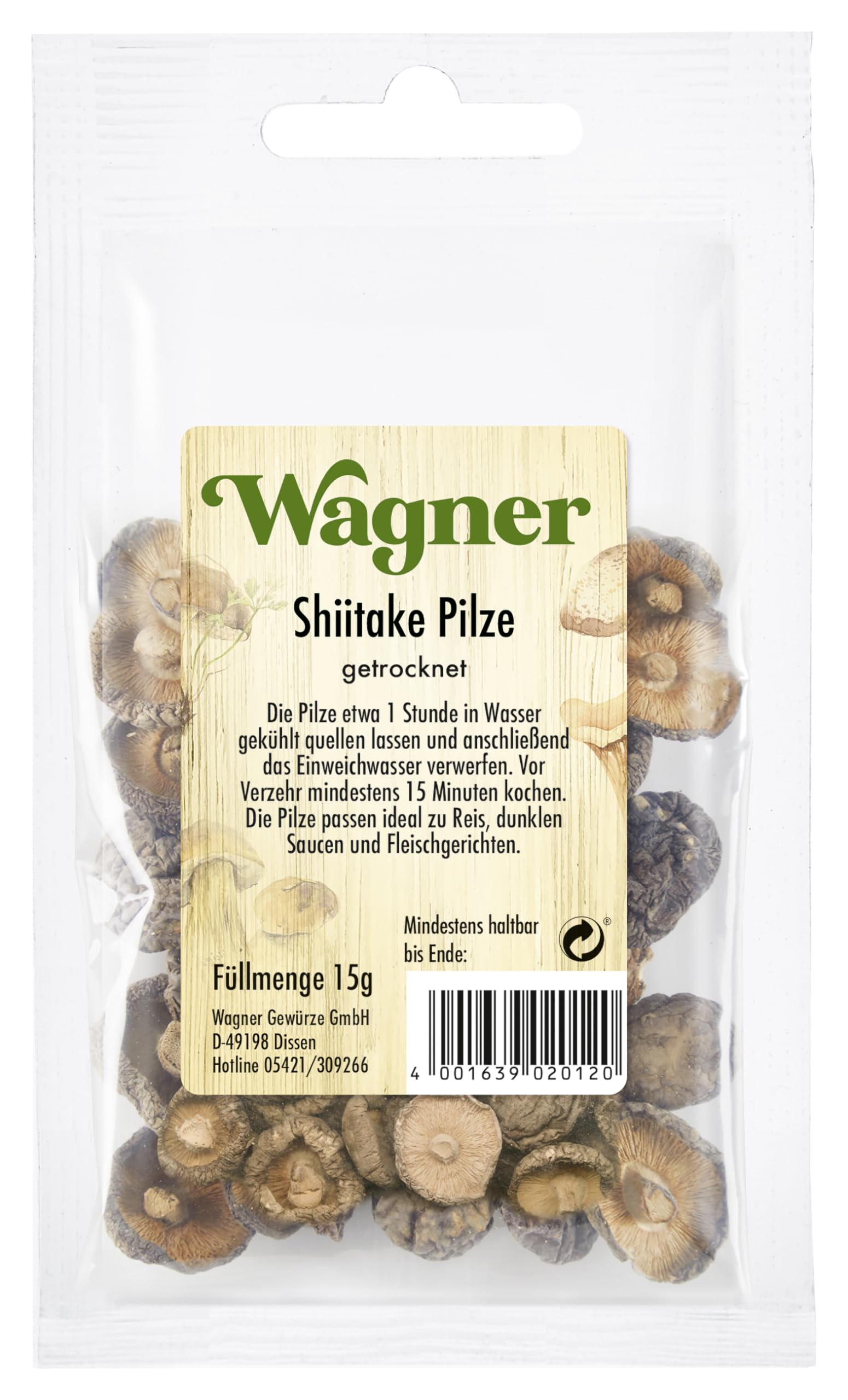 Wagner Green Forest Shiitake Pilze (fernöstliche Würzpilze), 3er Pack (3 x 15 g)