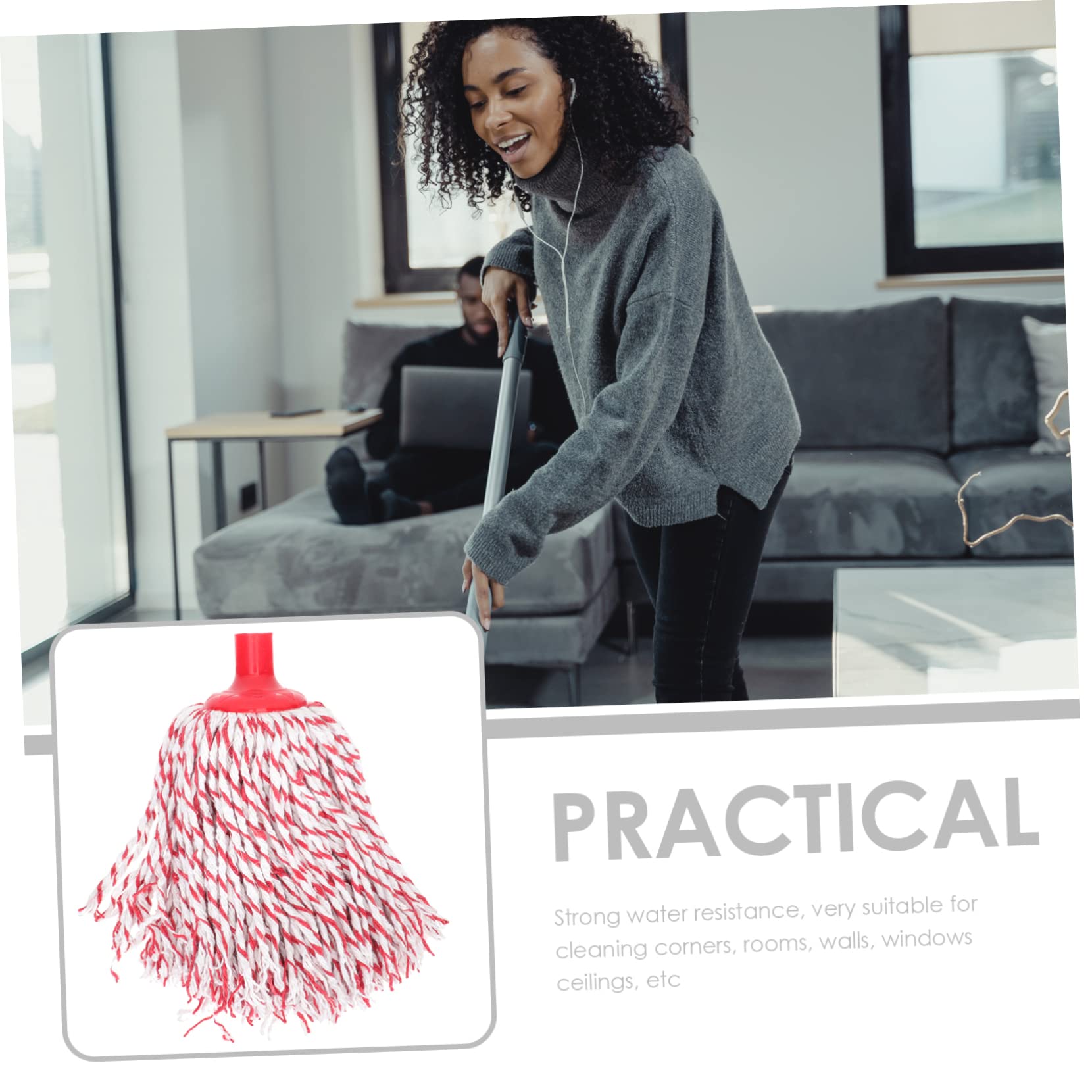 FUNOMOCYA Mop Head Floor Mops Cleaning Head for Mop Scrubbing Pad Heavy Duty Mop Sponge Mop Wet Dry Mop Cedar Mop Replace Head Mops Mop Supplies Commercial Mop Accessories Plastic