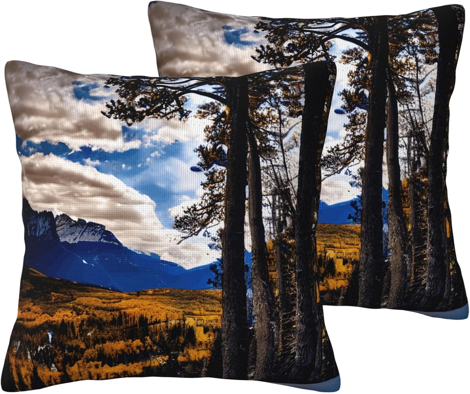 Rocky Mountain Range Imitation Linen Pillowcase -2 Sets, Fashionable Home Decoration, Used for Sofas, Gardens, beds