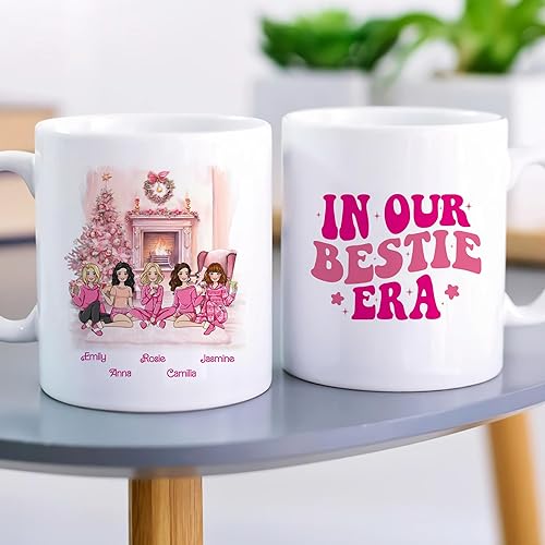 Miniatura 3 de Gossby Taza de café de Navidad personalizada para amigas, regalo de Navidad personalizado para 5 mujeres con diseño, nombre, regalo de amistad para