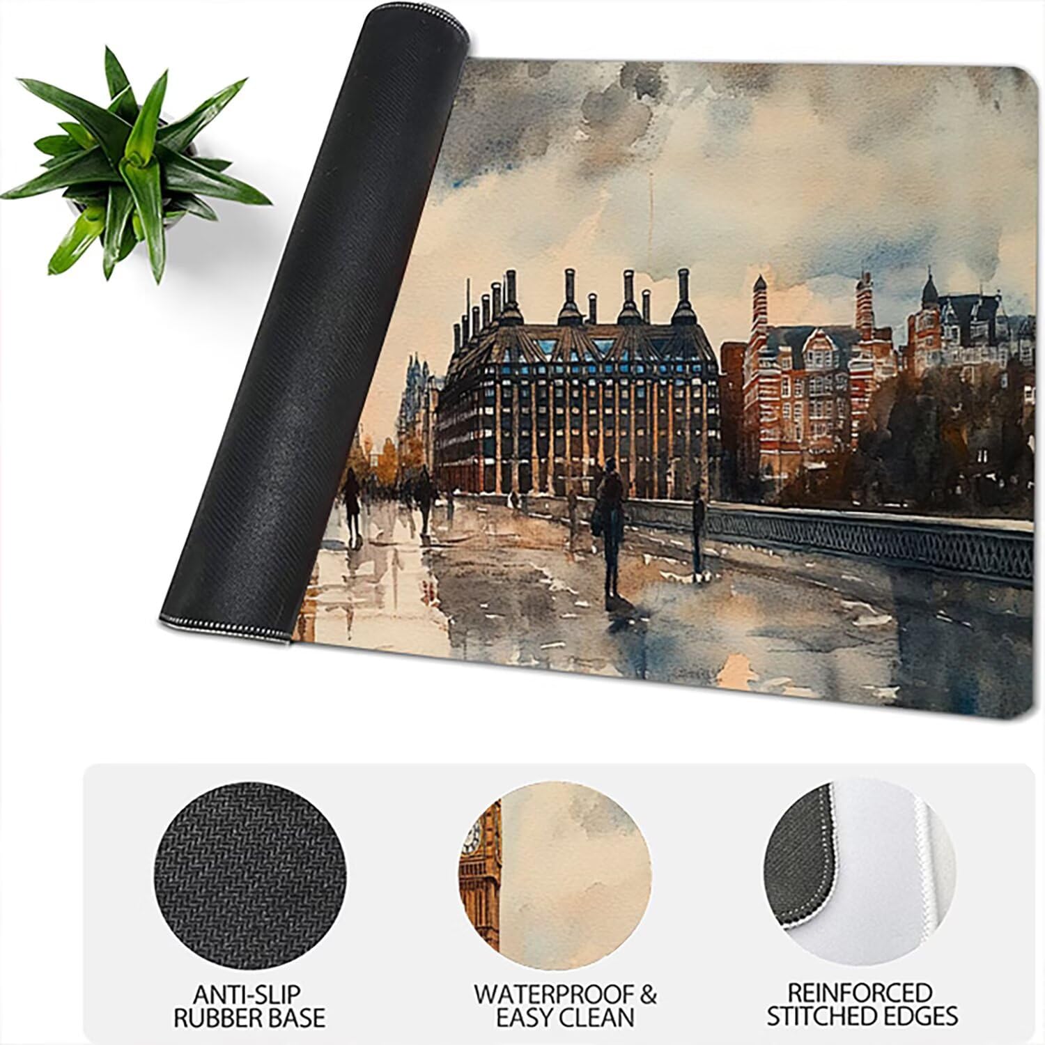Lejnlnng Podkładka pod mysz do gier XXL, 160 x 80 cm, duża mata na biurko, wodoodporna podkładka pod mysz XL Paryż, antypoślizgowa gumowa podkładka pod mysz z przeszytymi krawędziami do biura, do gier