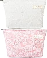 Vista 31 de SOIDRAM 2 Piezas Bolsa de Maquillaje Grande, Bolsa de Cosméticos a Cuadros de Gran Capacidad, Bolsa de Lona Mixta para Viaje, Bolsa Organizadora