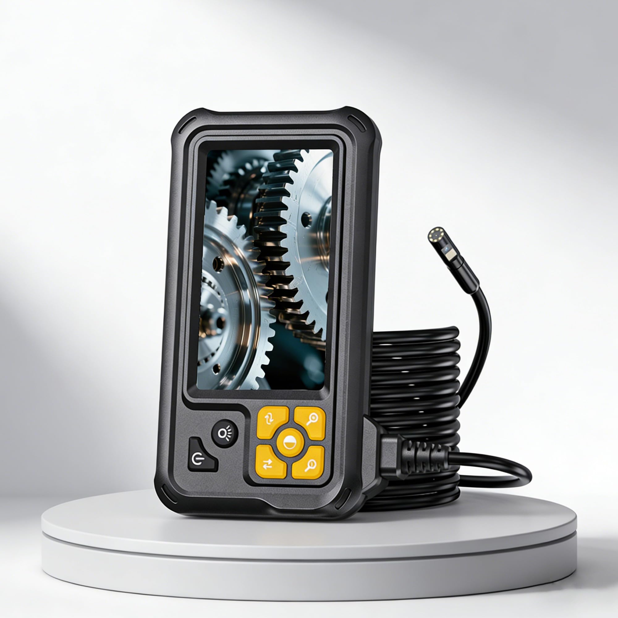 Industrial Borescope Camera with Lighting, 4.3" Borescope, 1080P HD Inspection Camera, 8 LED Lights, 16.4FT Semi-Rigid Cable, IP67 Waterproof Endoscope, Used for Pipes, Automobiles, Sewer